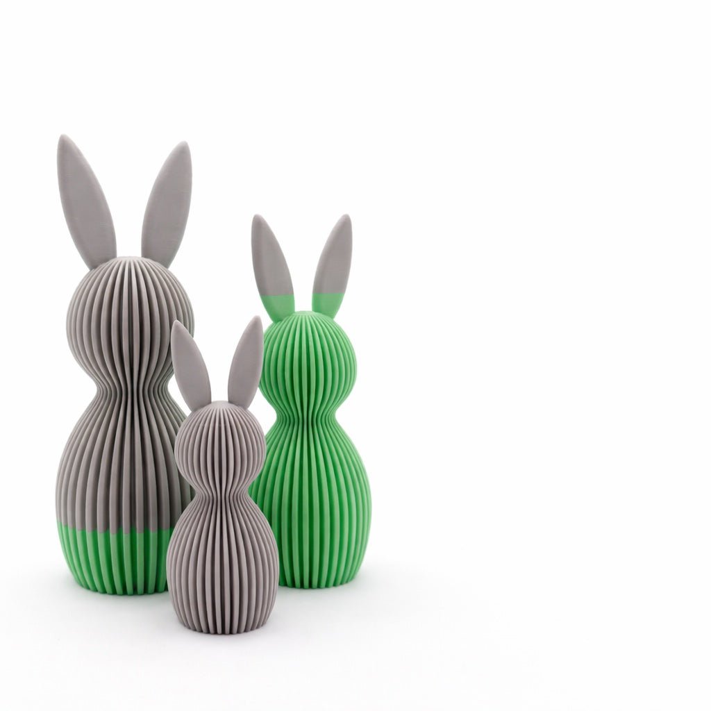 3 Osterhasen aus dem 3D - Drucker - Grau - Mint Jeka - malmichbunt.de