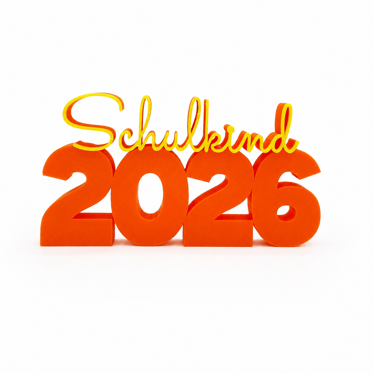 3D Drucker Schriftzug "Schulkind 2026" Gelb-Orange Jeka - malmichbunt.de