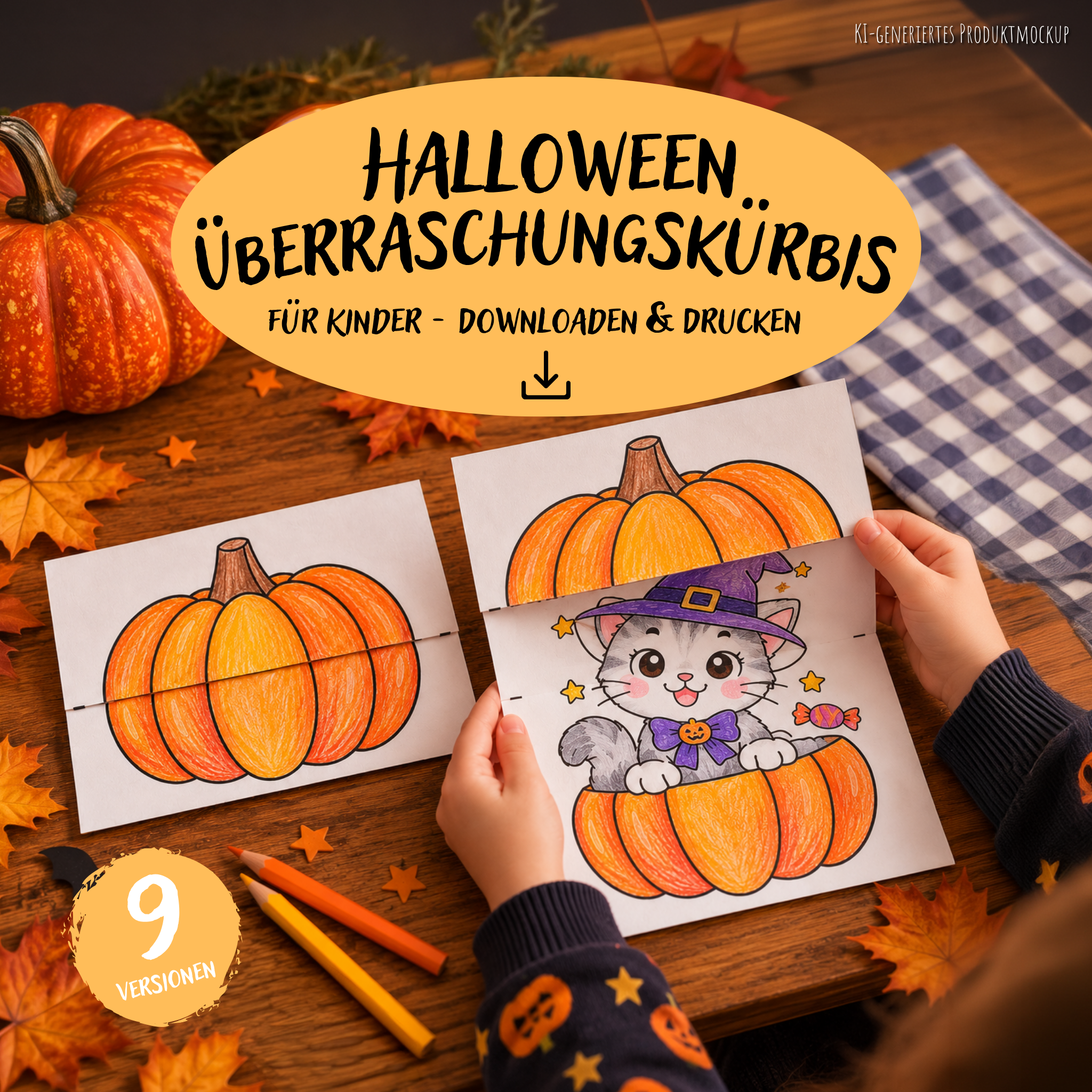 Halloween Überraschungskürbis zum Ausmalen I PDF