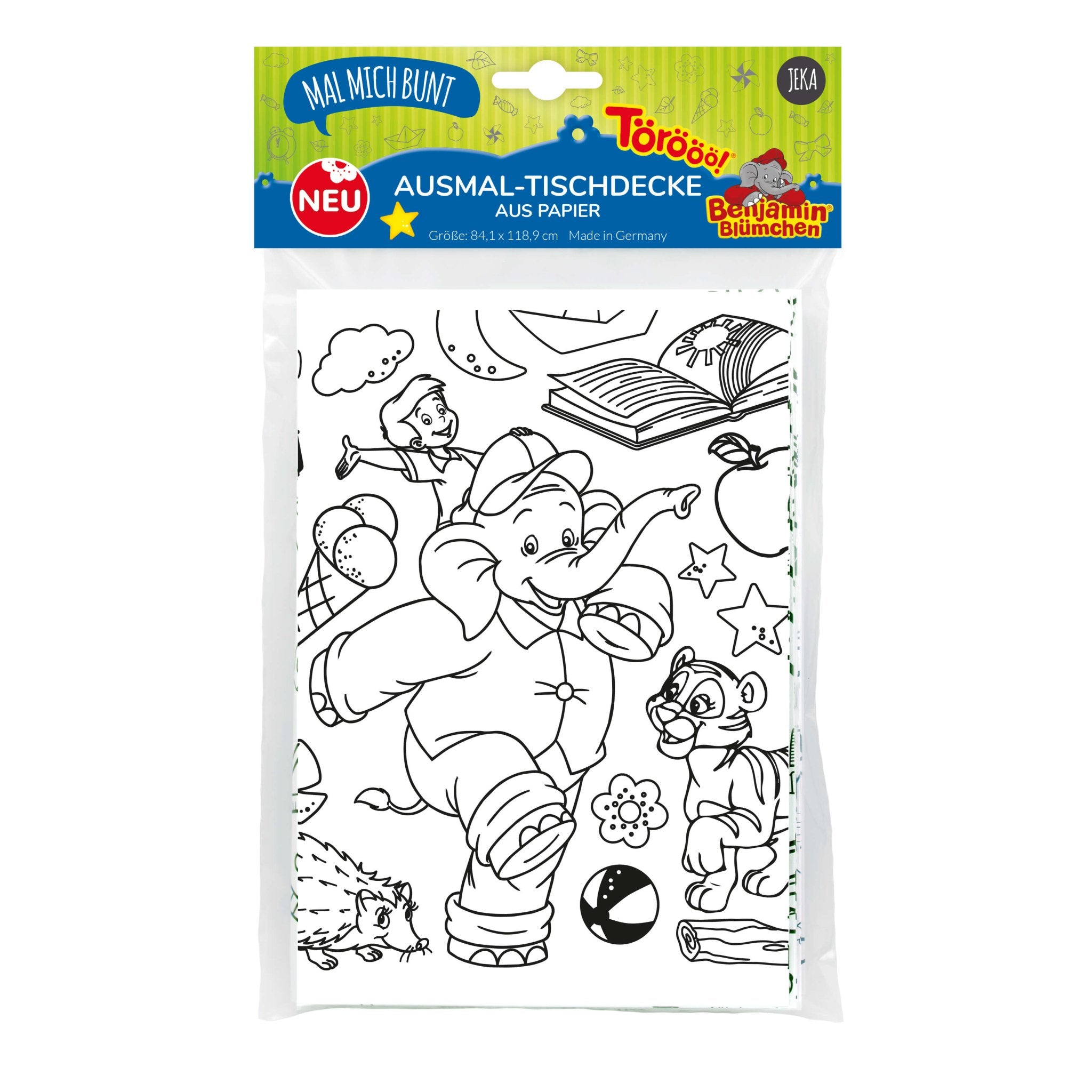 Ausmal - Tischdecke aus Papier "Benjamin Blümchen" Jeka - malmichbunt.de