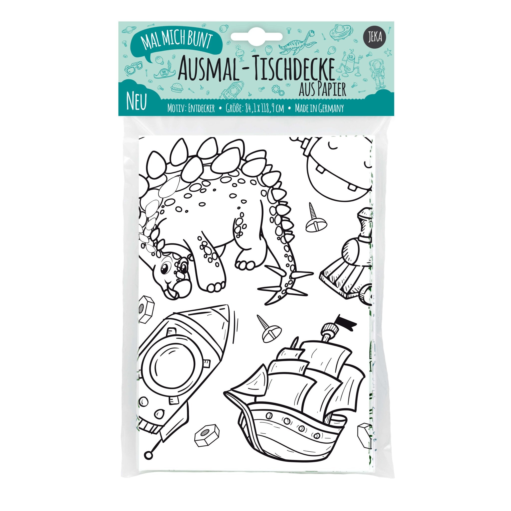 Ausmal - Tischdecke aus Papier "Entdecker" Jeka - malmichbunt.de