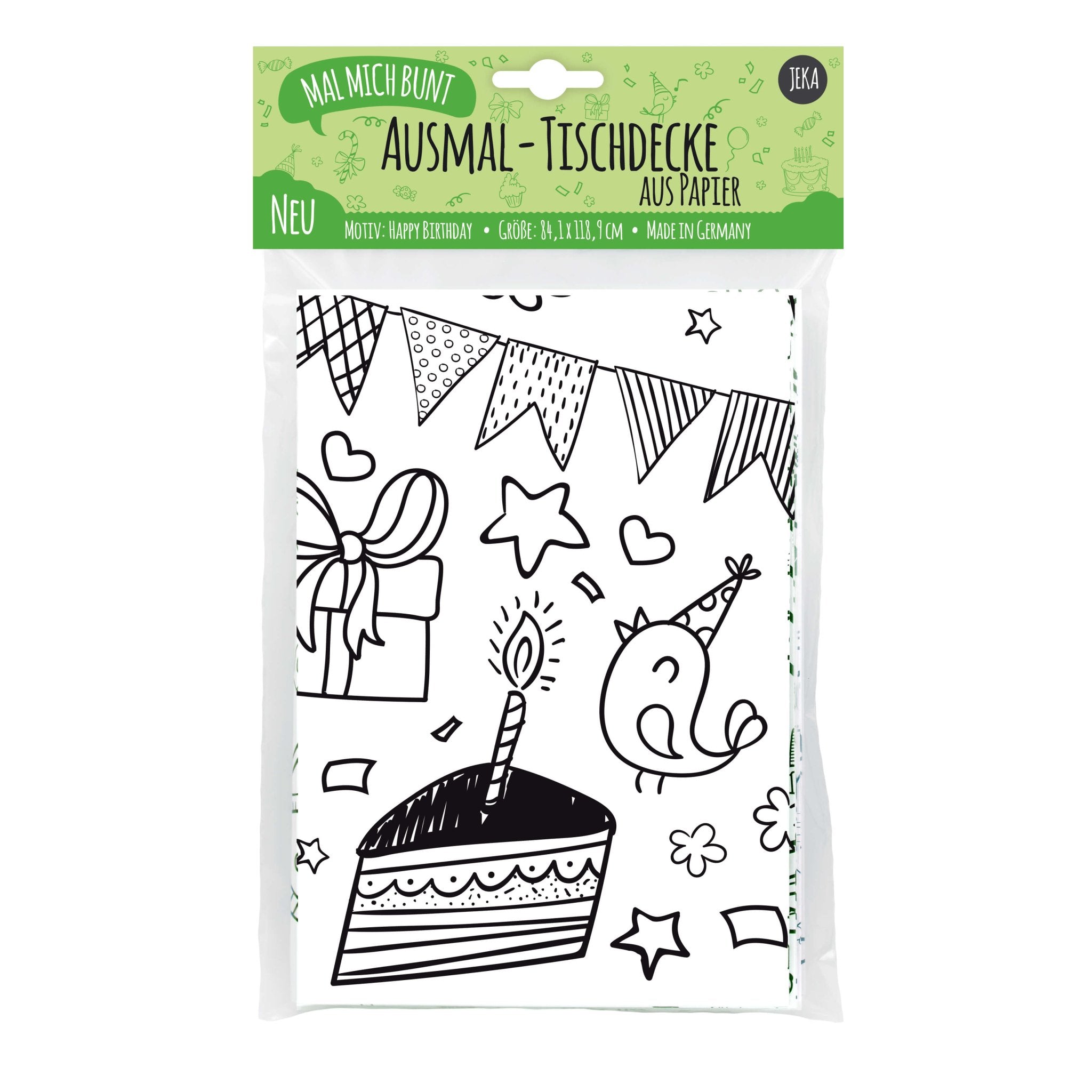 Ausmal - Tischdecke aus Papier "Kindergeburtstag" Jeka - malmichbunt.de