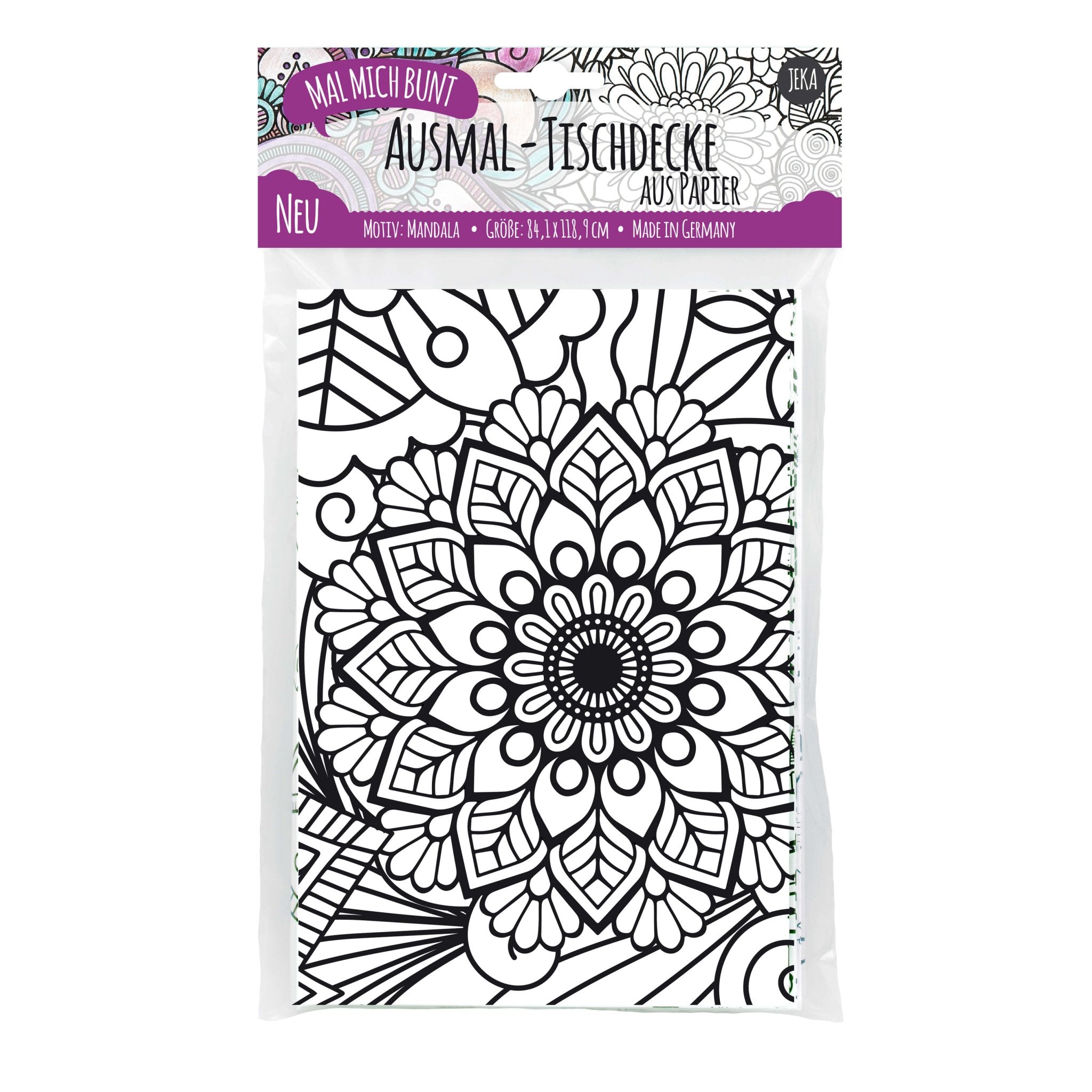 Ausmal - Tischdecke aus Papier "Mandala" Jeka - malmichbunt.de