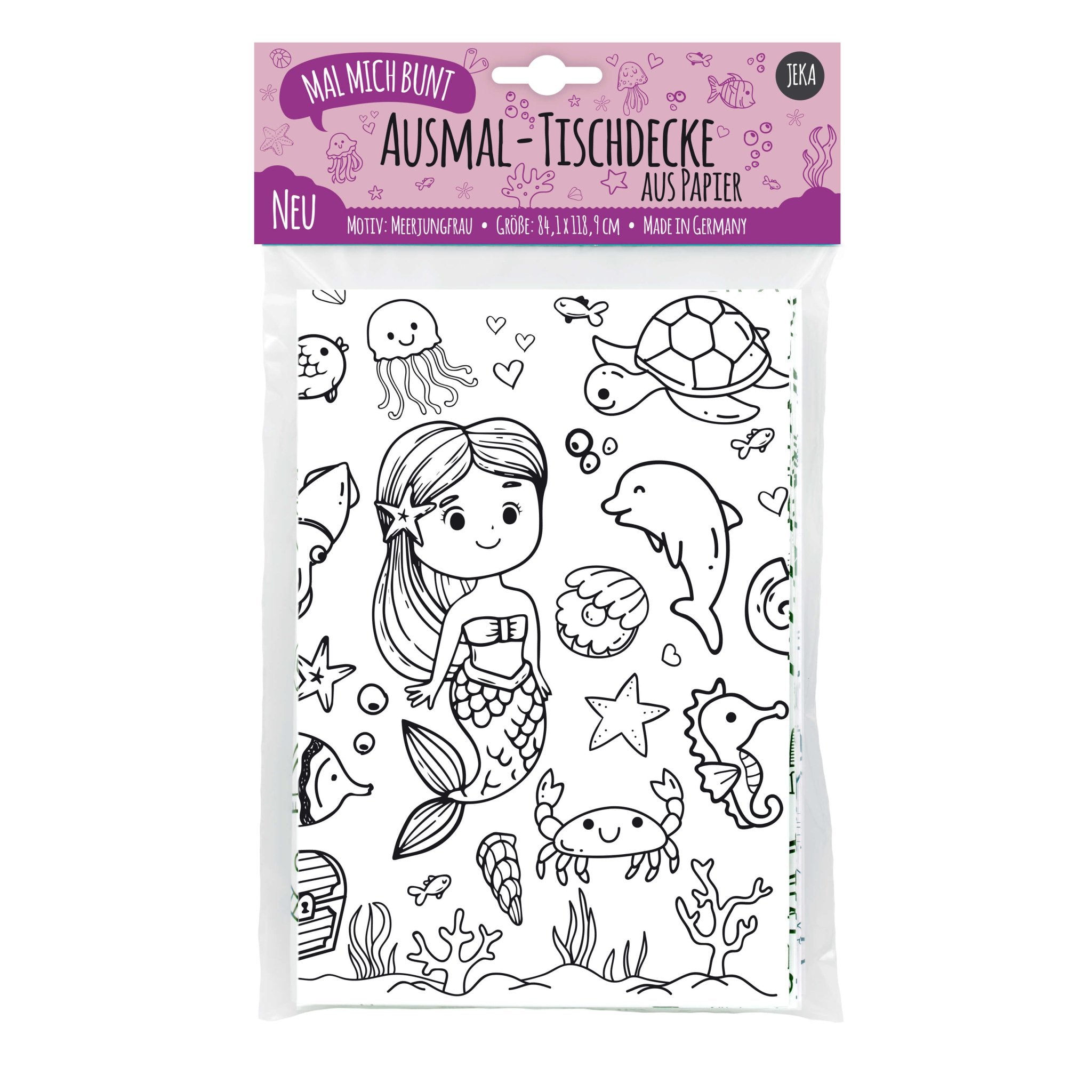 Ausmal - Tischdecke aus Papier "Meerjungfrau" Jeka - malmichbunt.de