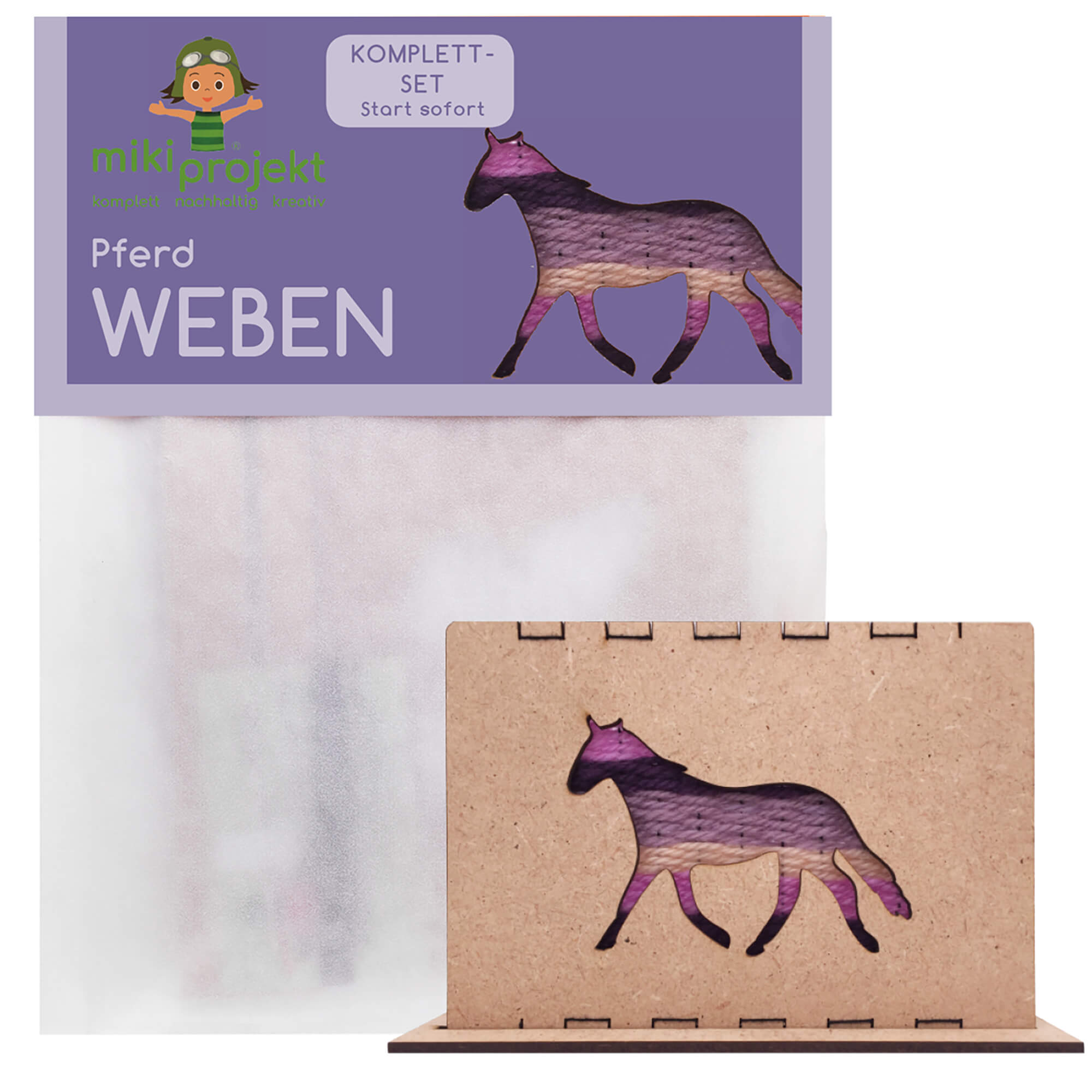 Bastelset Pferd - Weben für Kinder Mikiprojekt - malmichbunt.de