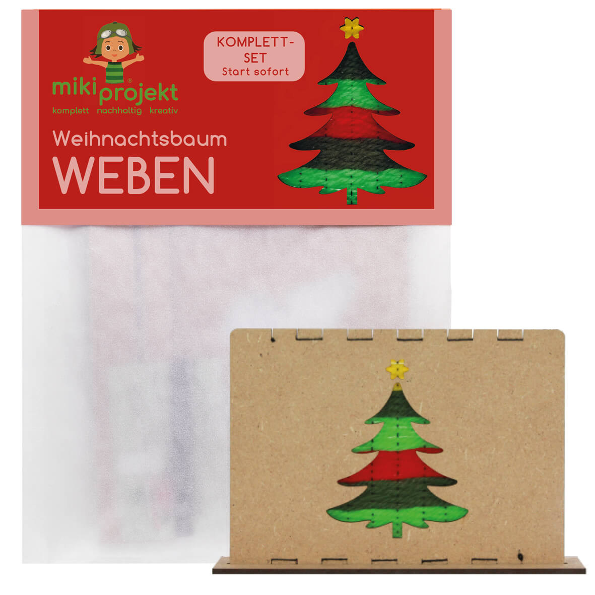Bastelset Weihnachsbaum - Weben für Kinder Mikiprojekt - malmichbunt.de