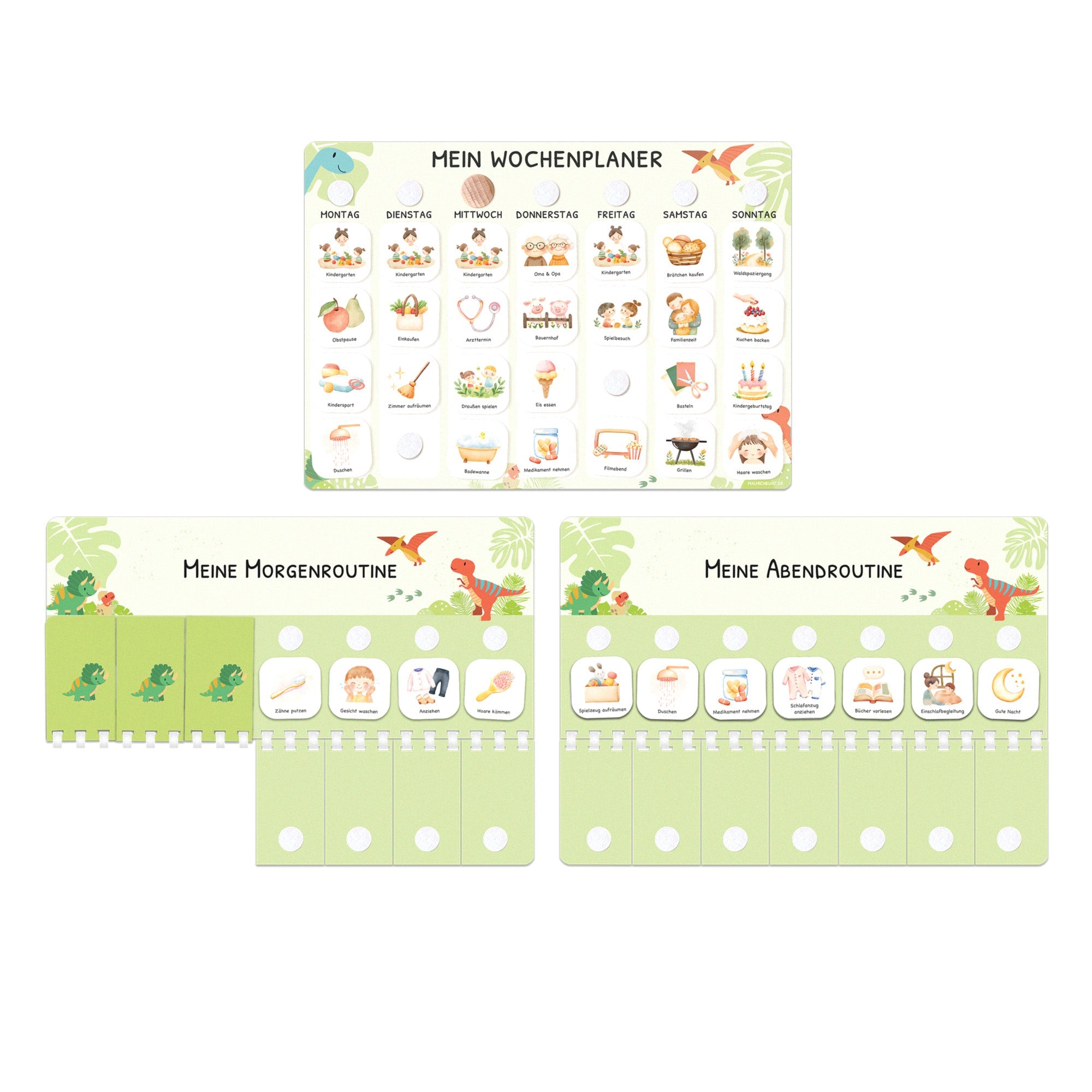 Bundle: Wochenplaner + Morgenroutine + Abendroutine - Dino Jeka - malmichbunt.de