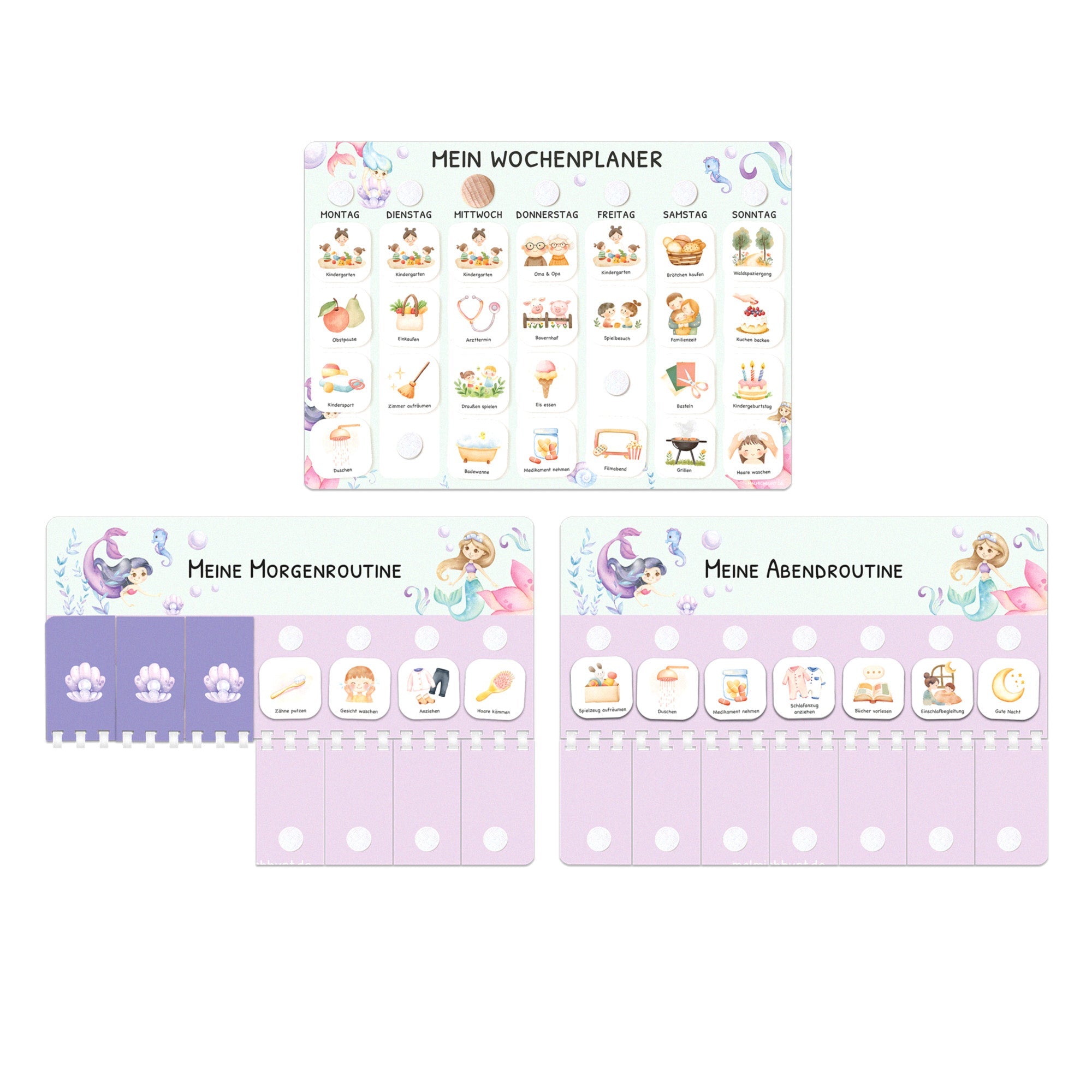Bundle: Wochenplaner + Morgenroutine + Abendroutine - Meerjungfrau Jeka - malmichbunt.de
