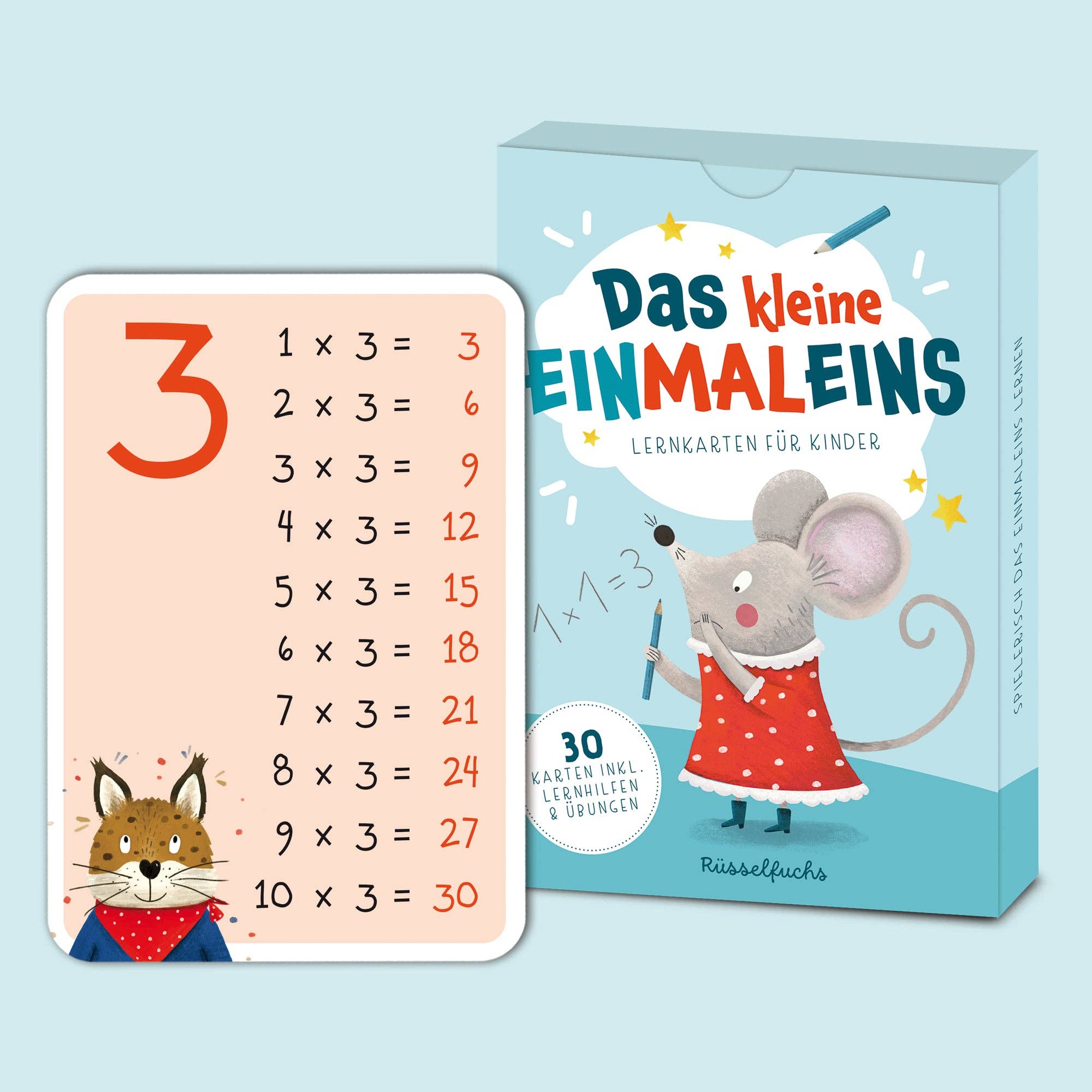 Das kleine Einmaleins – Lernkarten 1–10 für Kinder Rüsselfuchs - malmichbunt.de