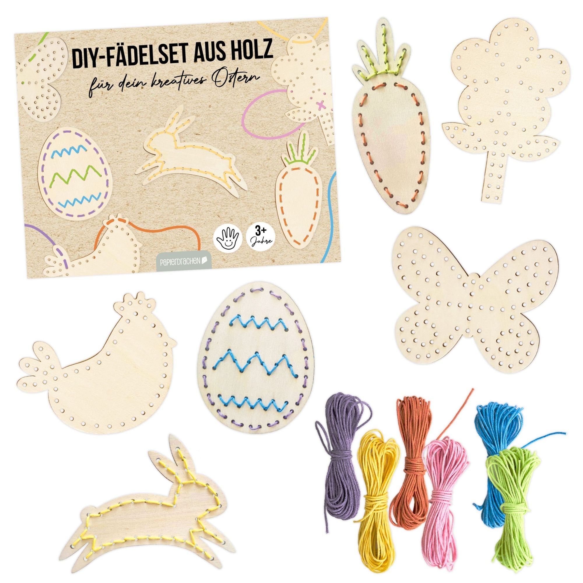 Fädelset aus Holz zu Ostern Papierdrachen - malmichbunt.de