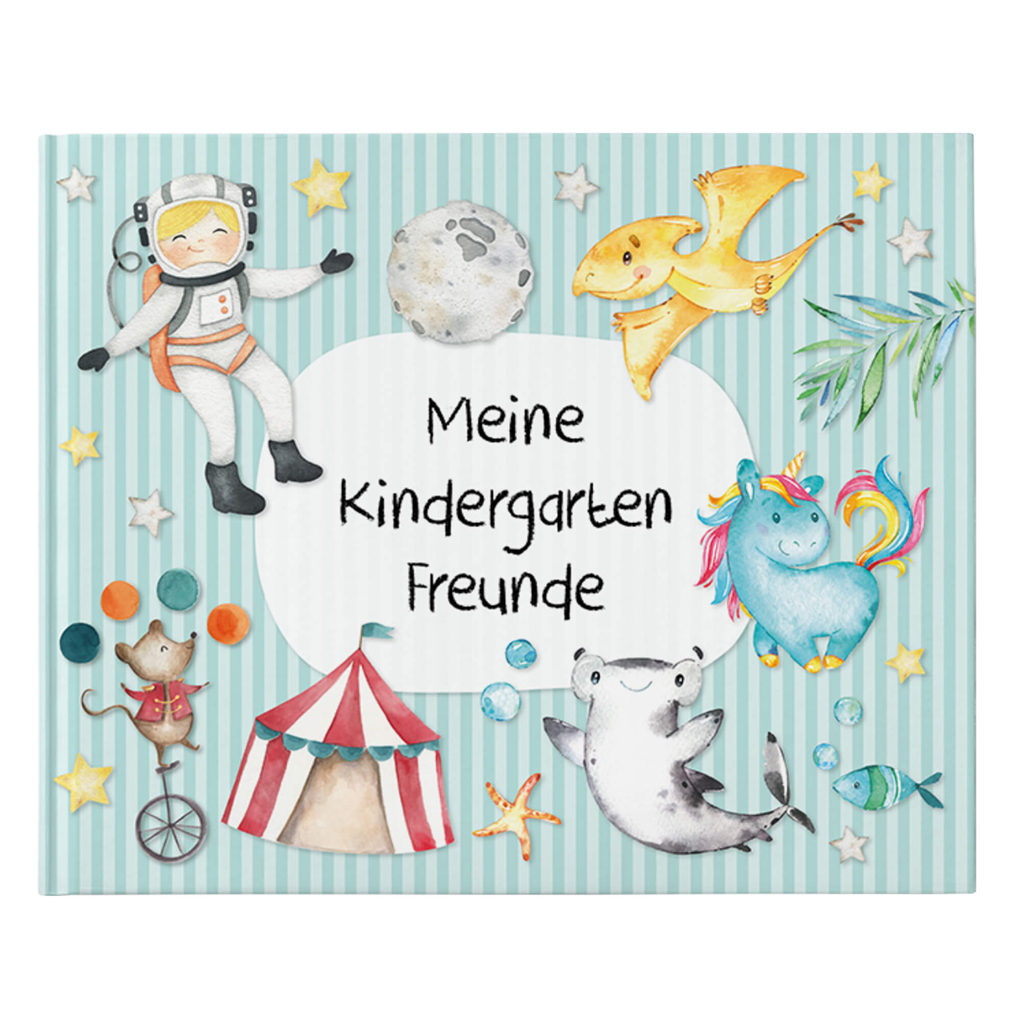 Freundebuch Kindergarten - Türkis Papierdrachen - malmichbunt.de