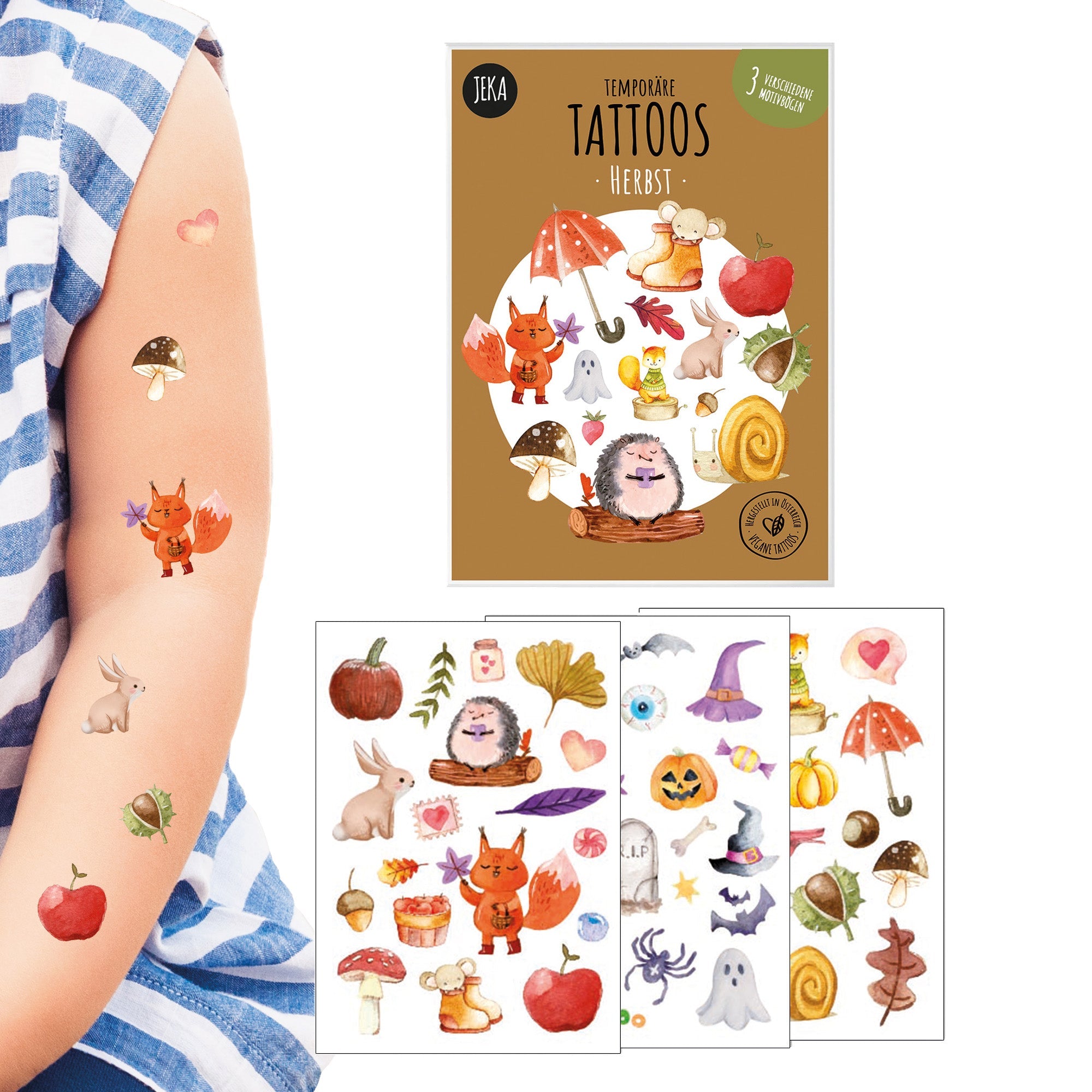 Herbst Kindertattoos - 3 Bögen Jeka - malmichbunt.de