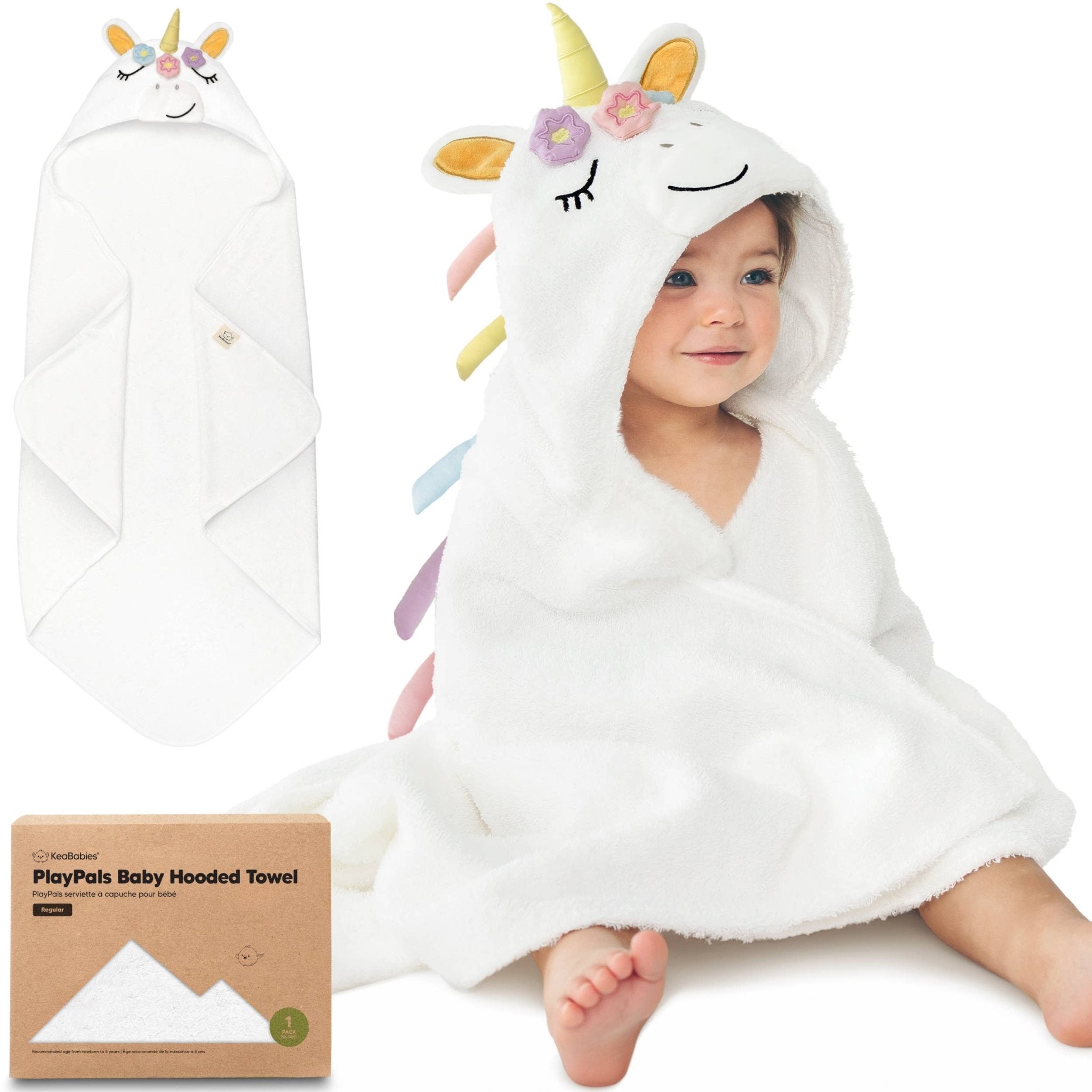KeaBabies PlayPals Kapuzenhandtuch für Babys: Einhorn KeaBabies - malmichbunt.de