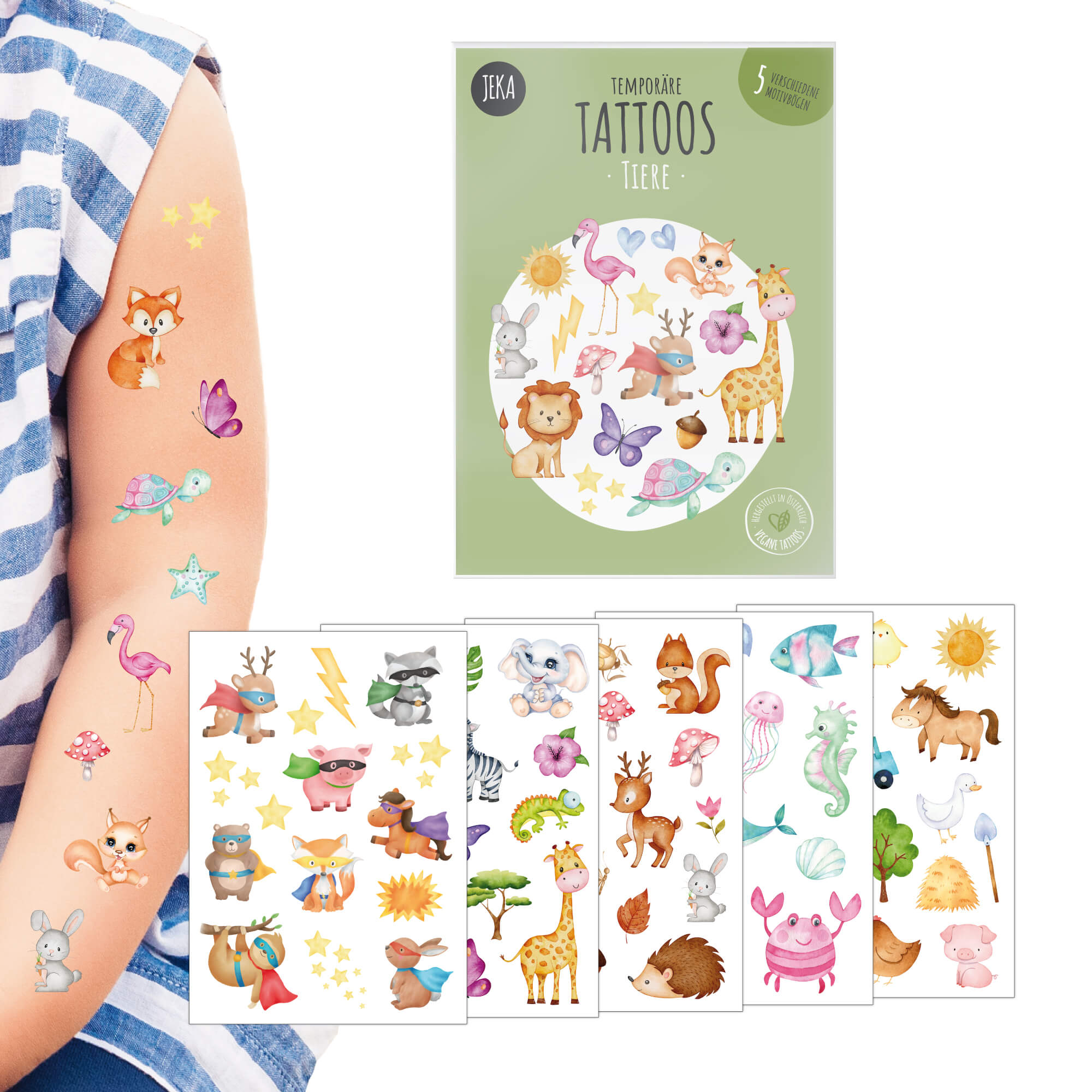 Kindertattoo - Set Tiere Jeka - malmichbunt.de