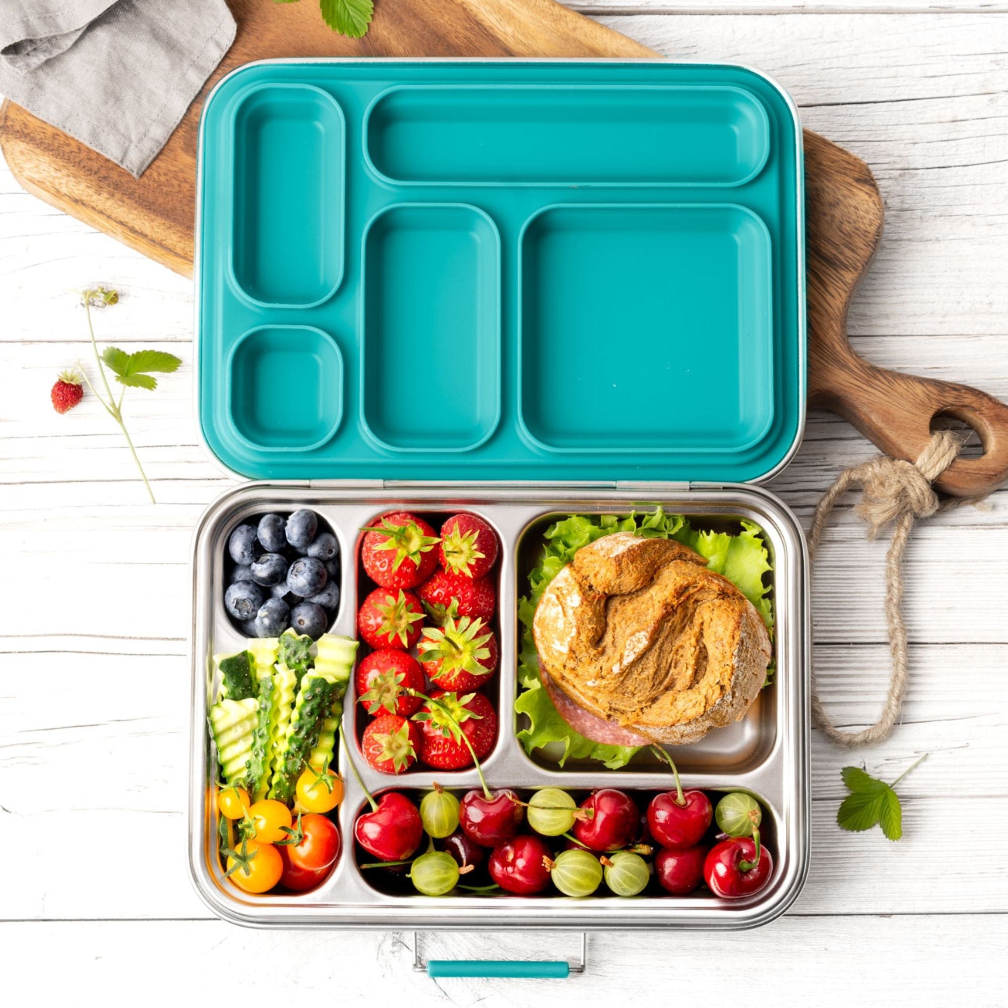 LEKKABOX® Edelstahl Brotdose Grande - Petrol Lekkabox - malmichbunt.de