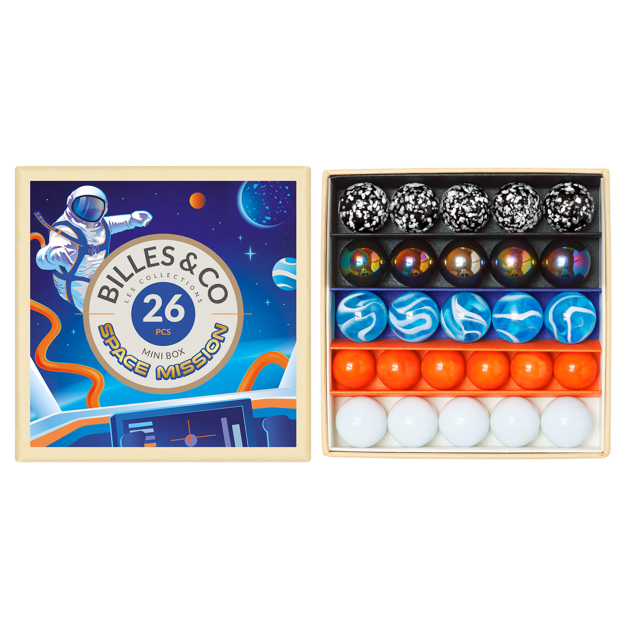 Murmeln Weltraum Mission - Mini Box Billes & Co - malmichbunt.de