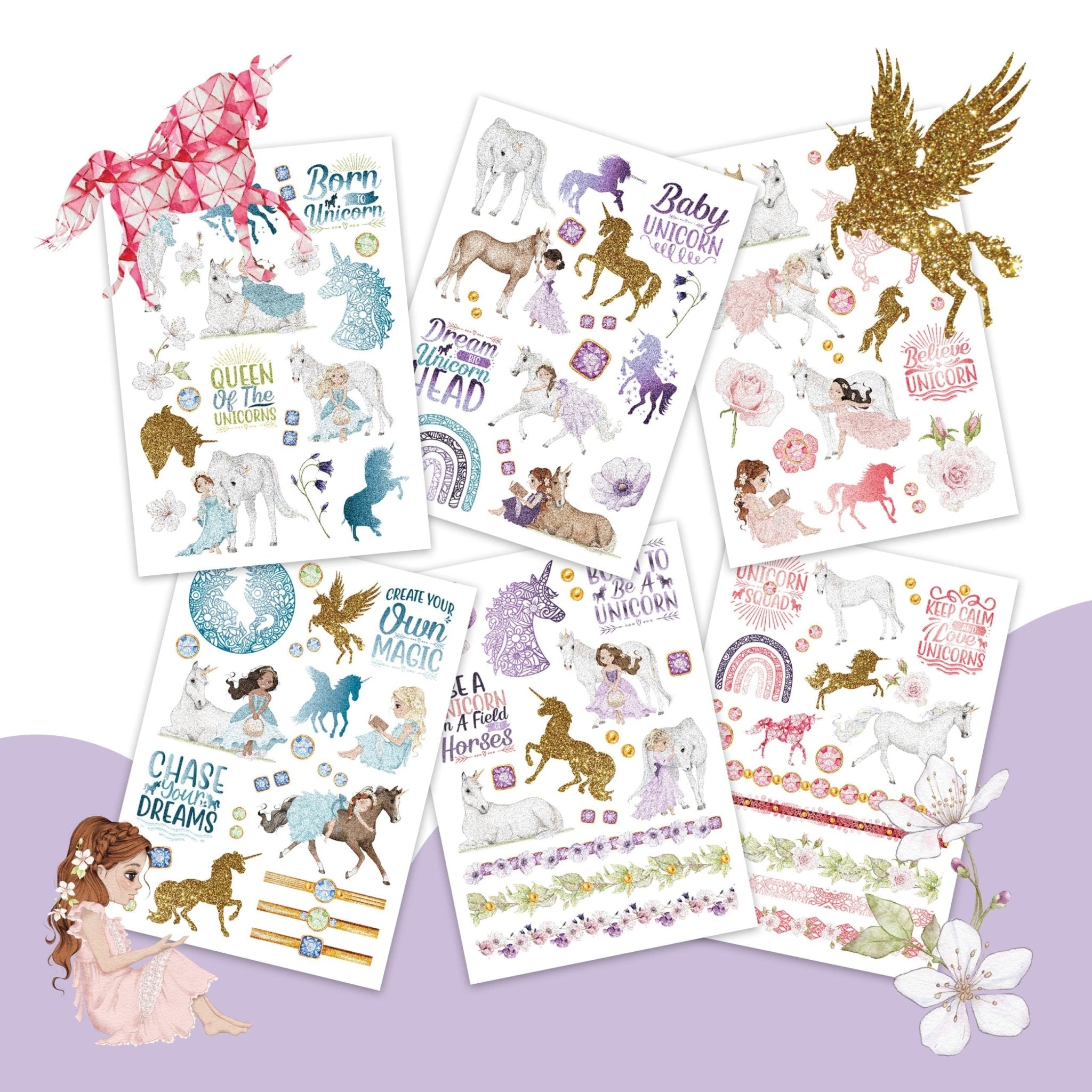 Papierdrachen Kindertattoo Metallic - Einhörner Papierdrachen - malmichbunt.de