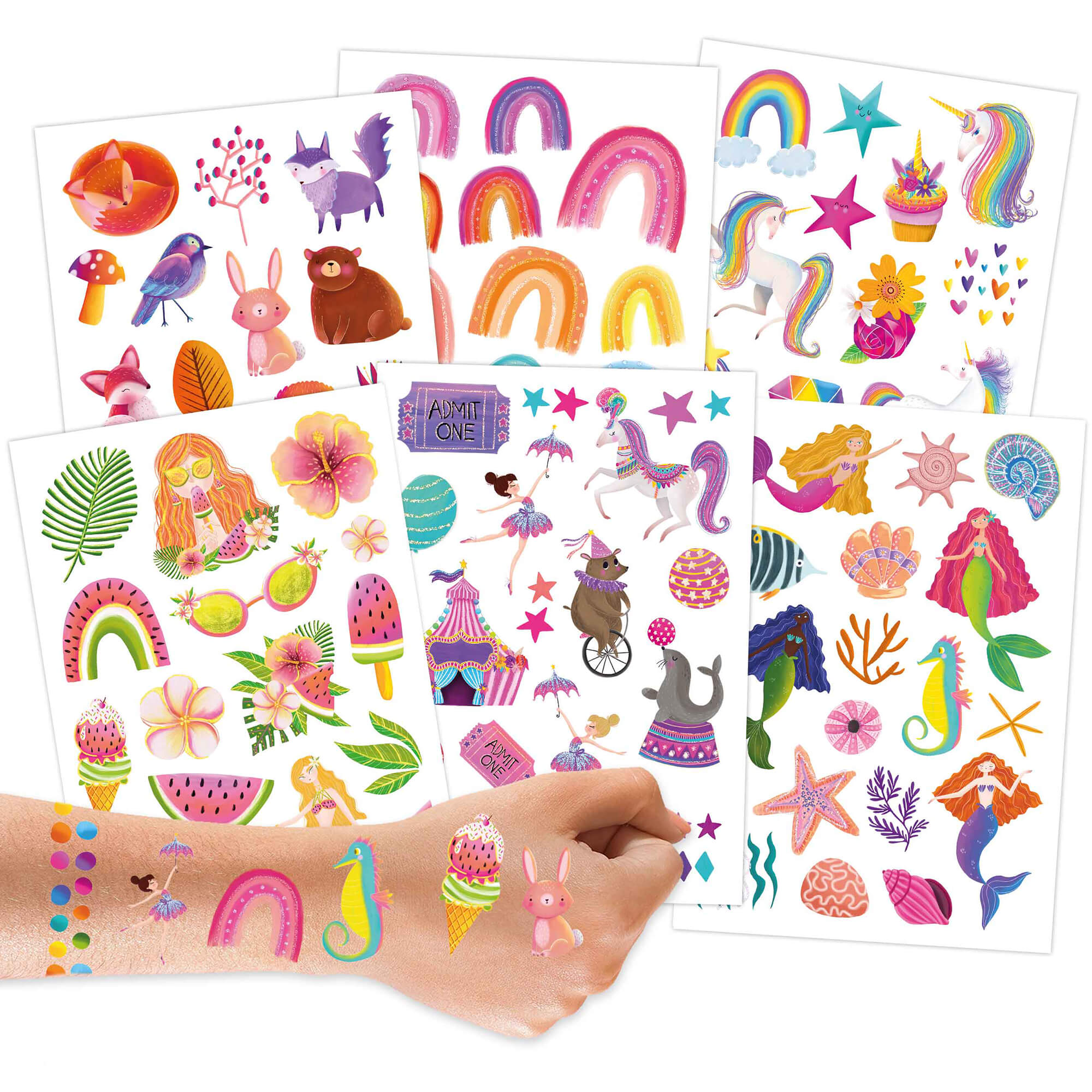 Papierdrachen Kindertattoo Metallic - Einhorn und Regenbogen Papierdrachen - malmichbunt.de