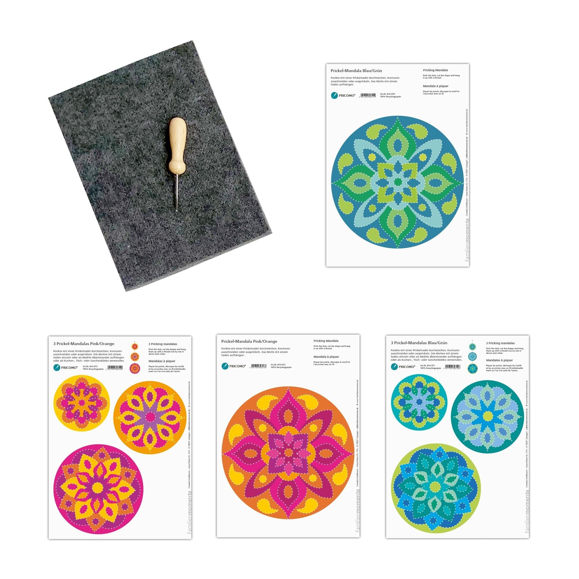 Prickeln für Kinder - Prickelset Mandalas Familienmomente - malmichbunt.de