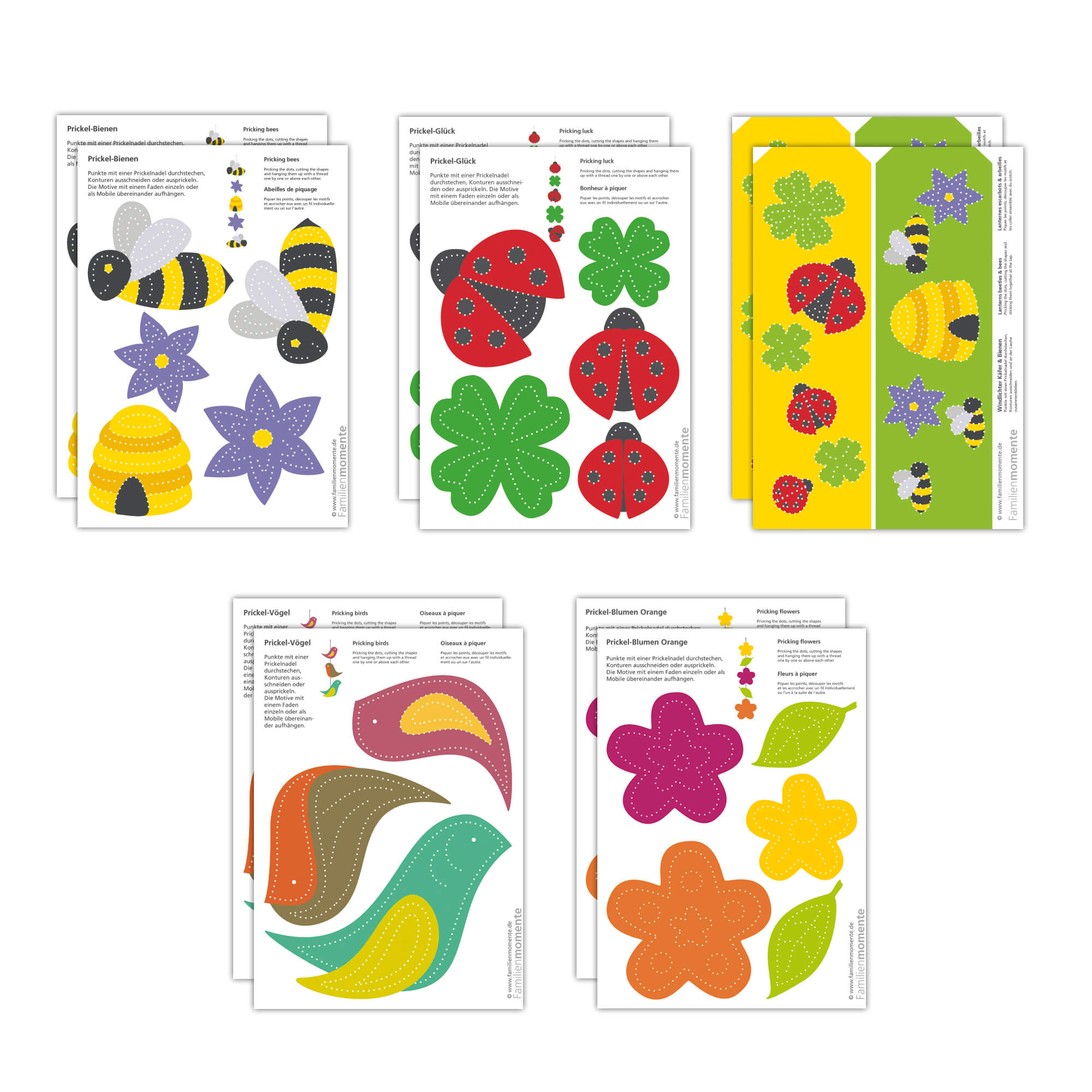 Prickeln für Kinder - 10 Prickelvorlagen Käfer & Bienen Familienmomente - malmichbunt.de