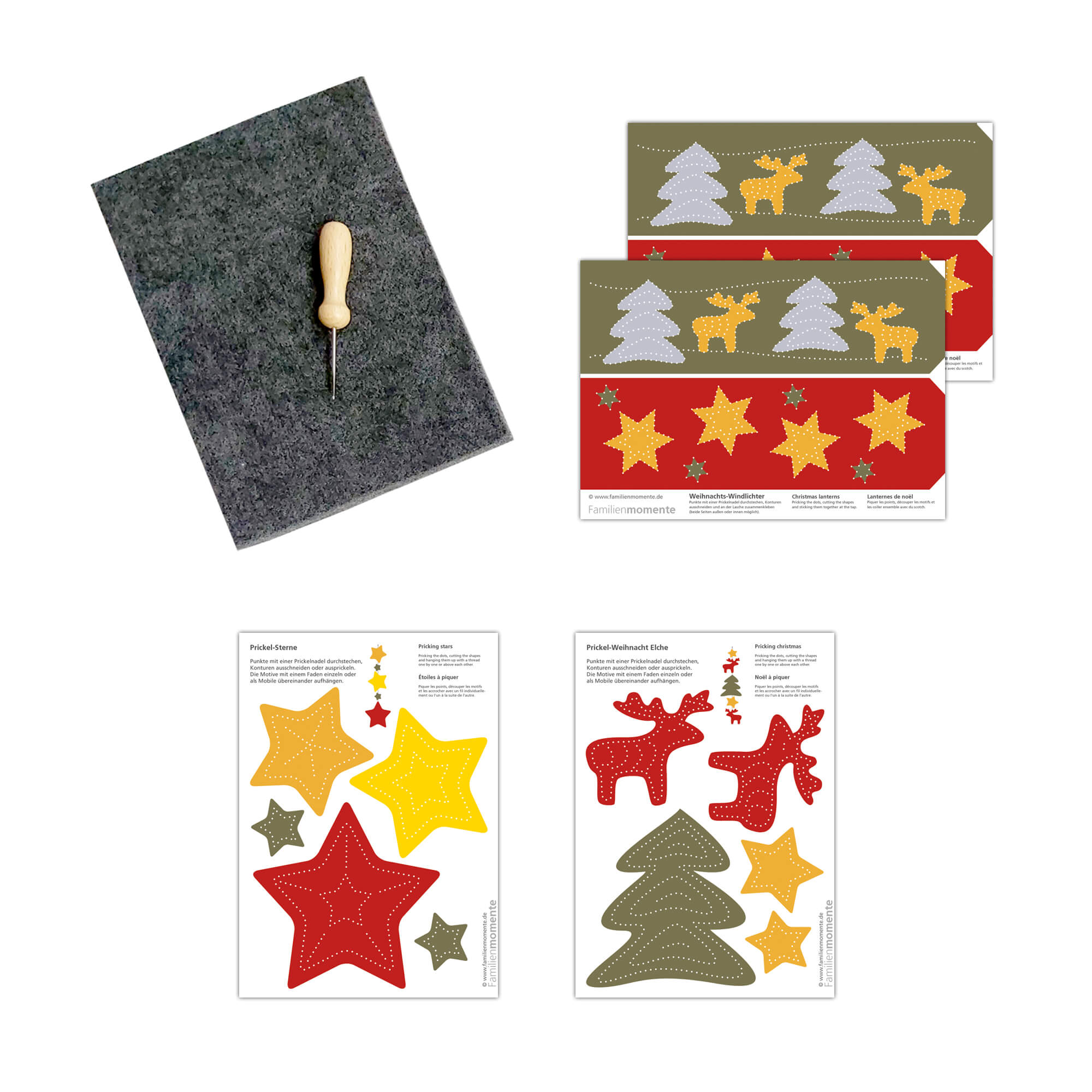 Prickeln für Kinder - Prickelset Weihnachtselche Familienmomente - malmichbunt.de