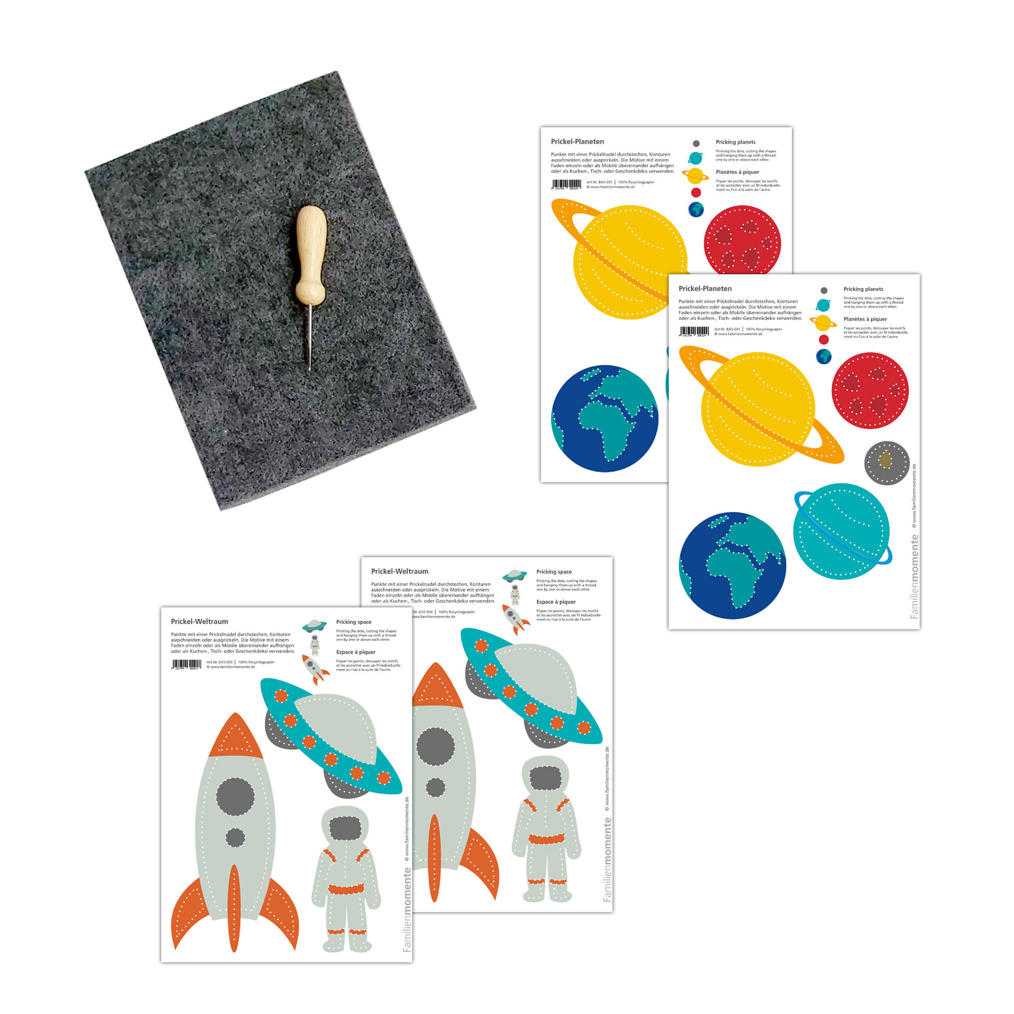 Prickeln für Kinder - Prickelset Weltraum Familienmomente - malmichbunt.de