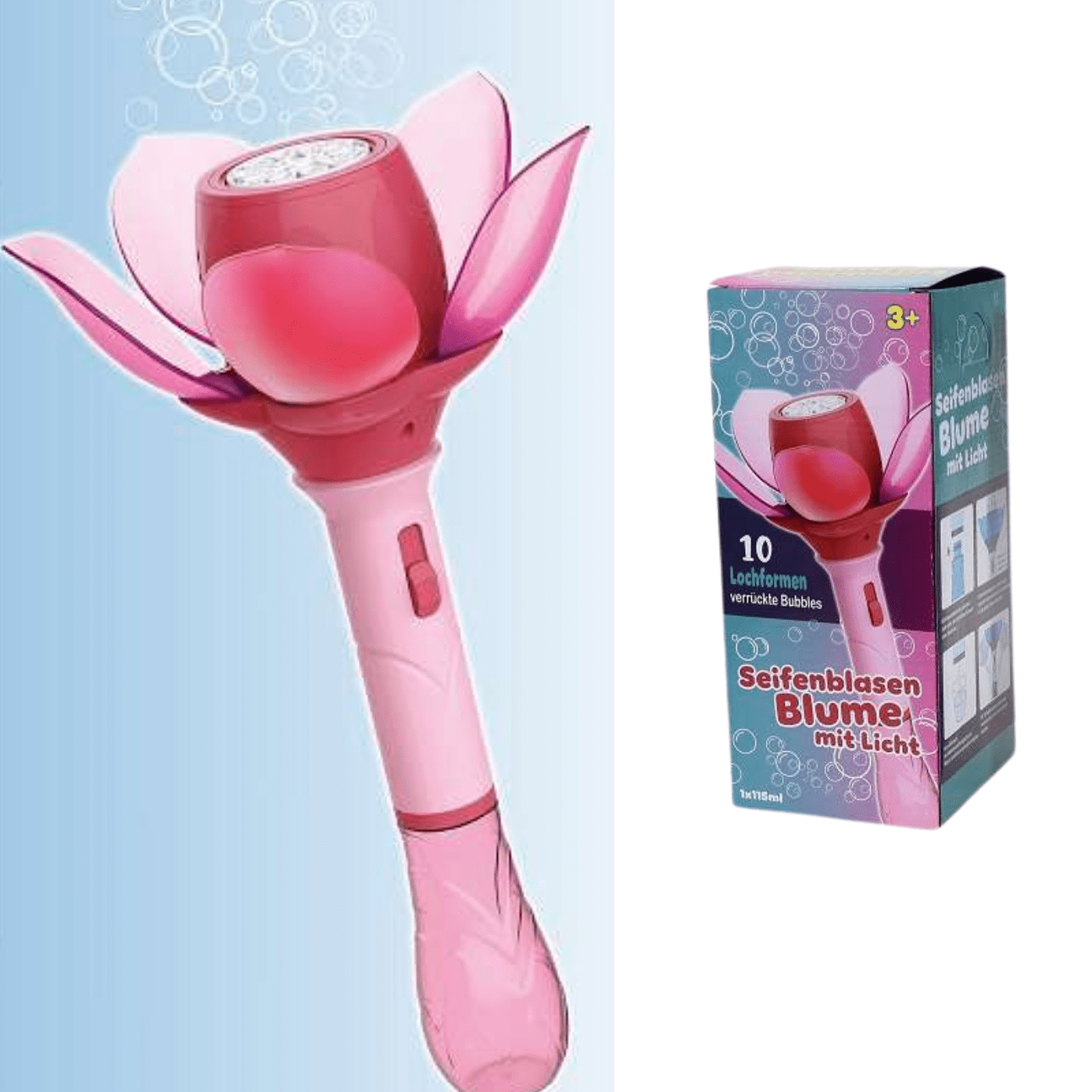 Seifenblasen Blume mit Licht – rosa Funtrading - malmichbunt.de