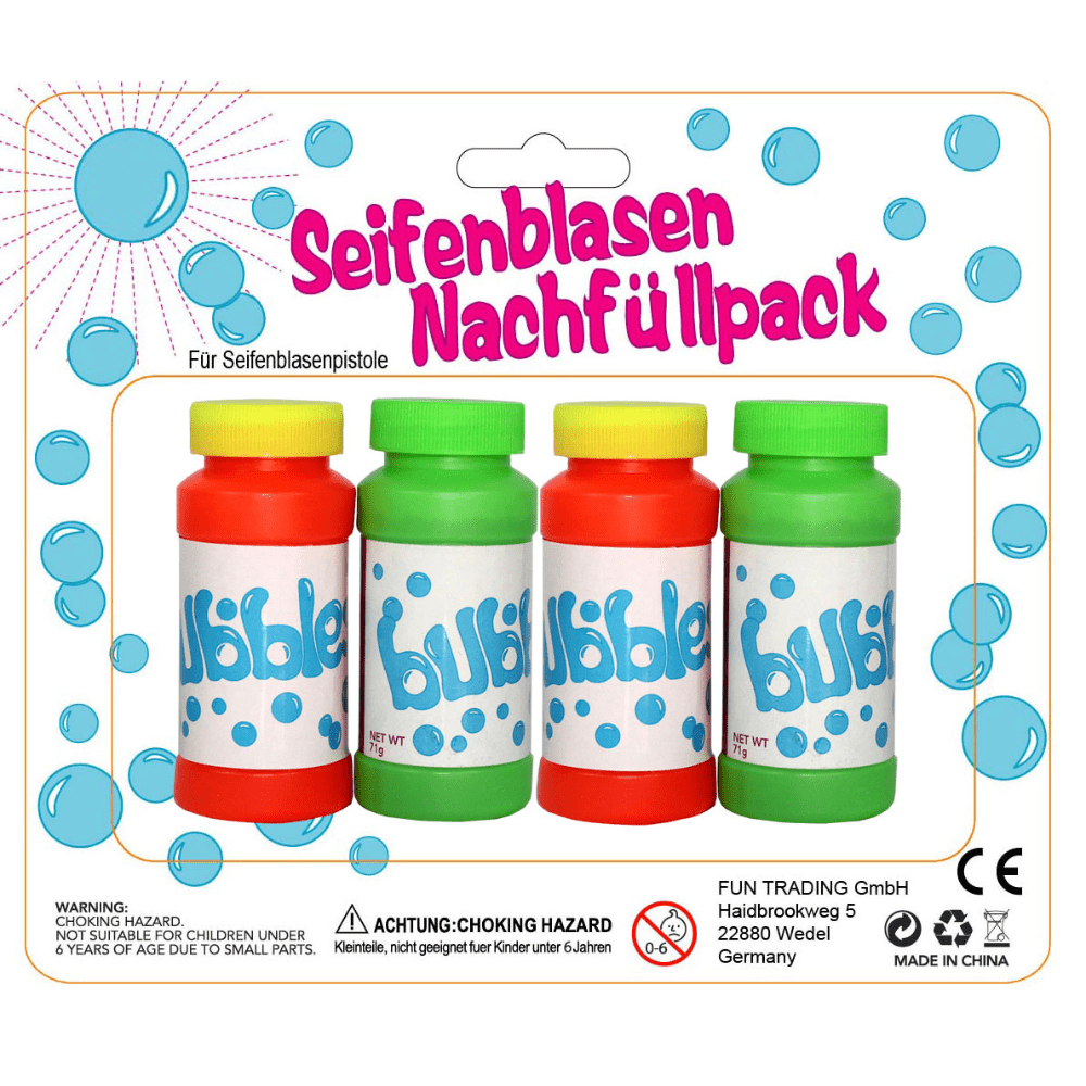 Seifenblasen Flüssigkeit - 4 x70ml Funtrading - malmichbunt.de