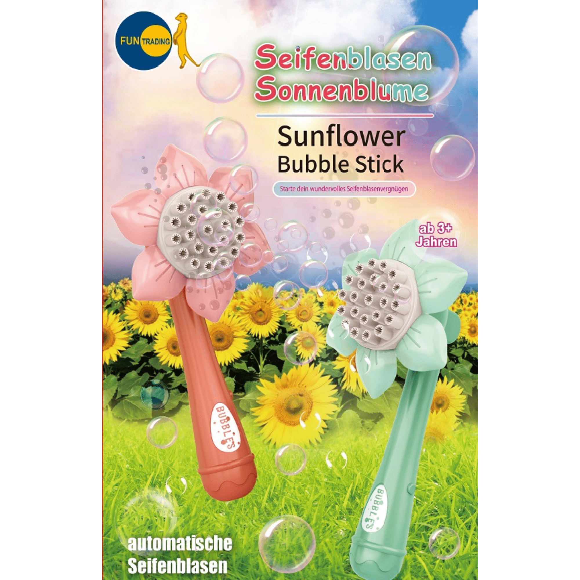 Seifenblasen Sonnenblume (grün & rot) Funtrading - malmichbunt.de