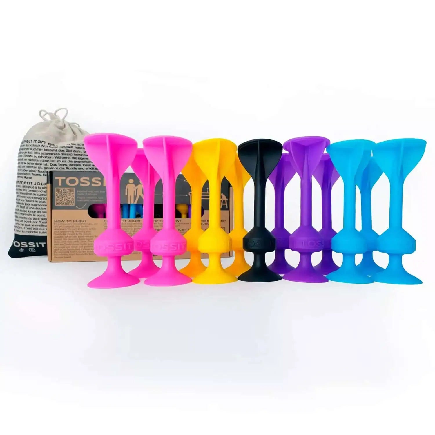 TOSSIT FAMILY PACK - Dartspiel (Pink - Lila - Blau - Gelb) TOSSIT - malmichbunt.de
