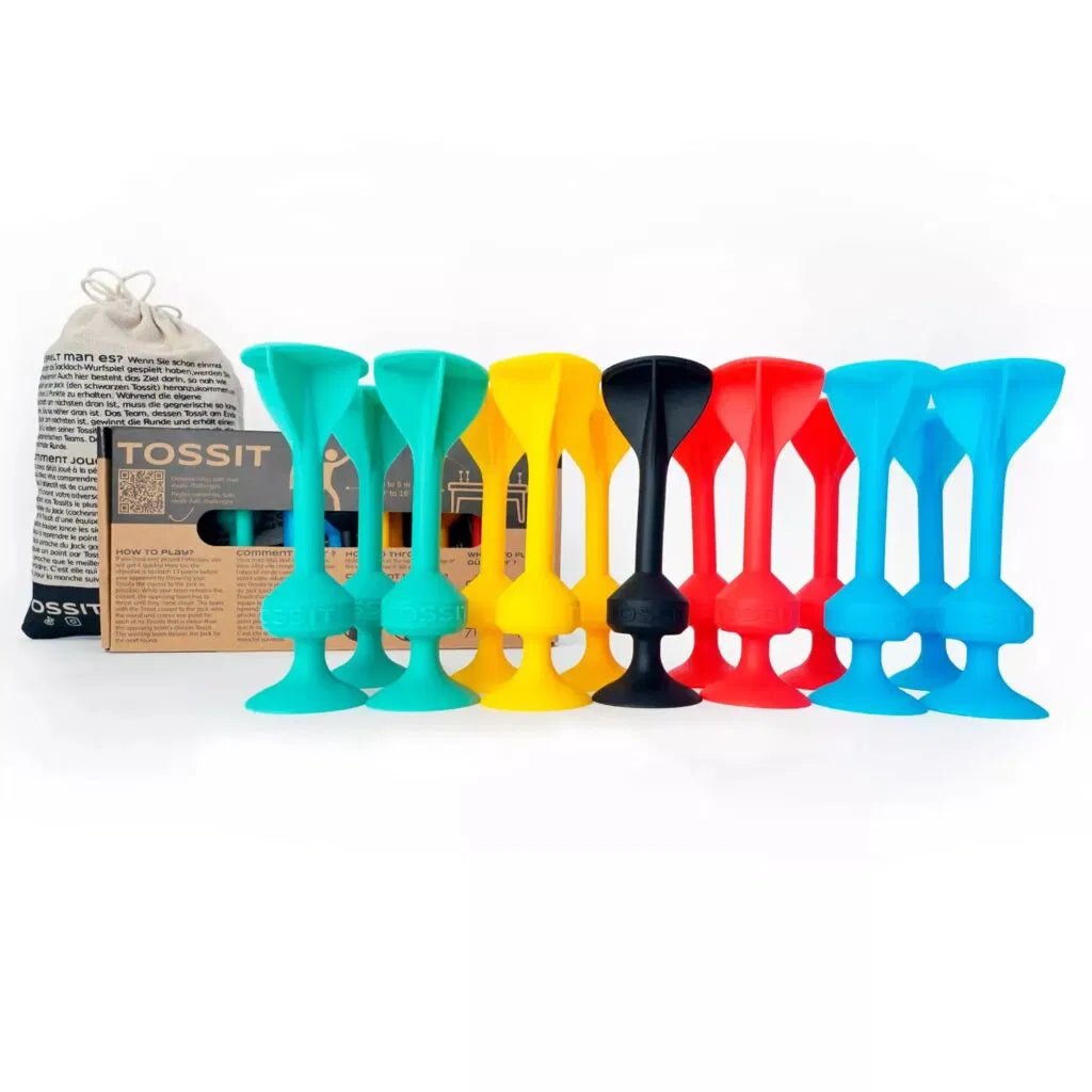 TOSSIT FAMILY PACK - Dartspiel (Rot – Türkis – Blau – Gelb) TOSSIT - malmichbunt.de