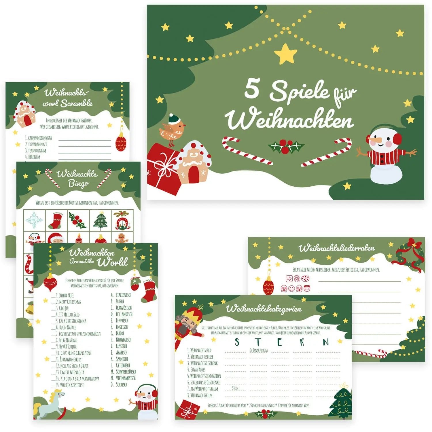 Weihnachtsspiele - Set Tannengrün Jeka - malmichbunt.de