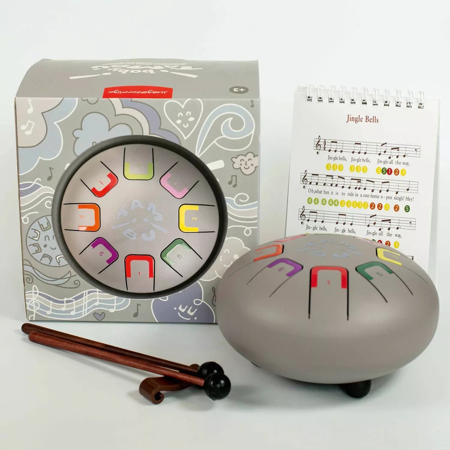 Zungentrommel Tambu Smokey Loky (Hellgrau) JuegaConmigo - malmichbunt.de