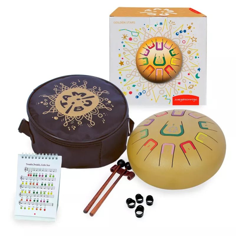Zungentrommel Tambu Steel Drum - Golden Stars (Matt Gold) JuegaConmigo - malmichbunt.de