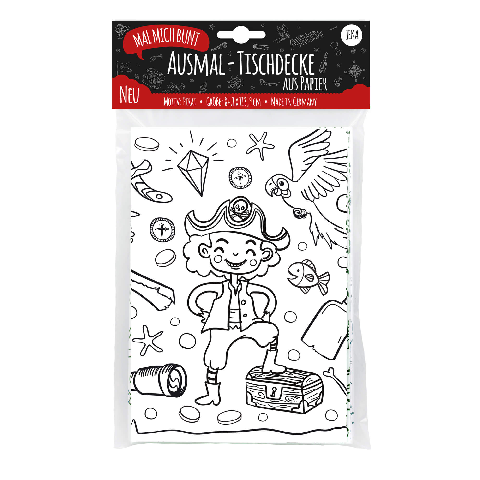 Ausmal-Tischdecke aus Papier Pirat
