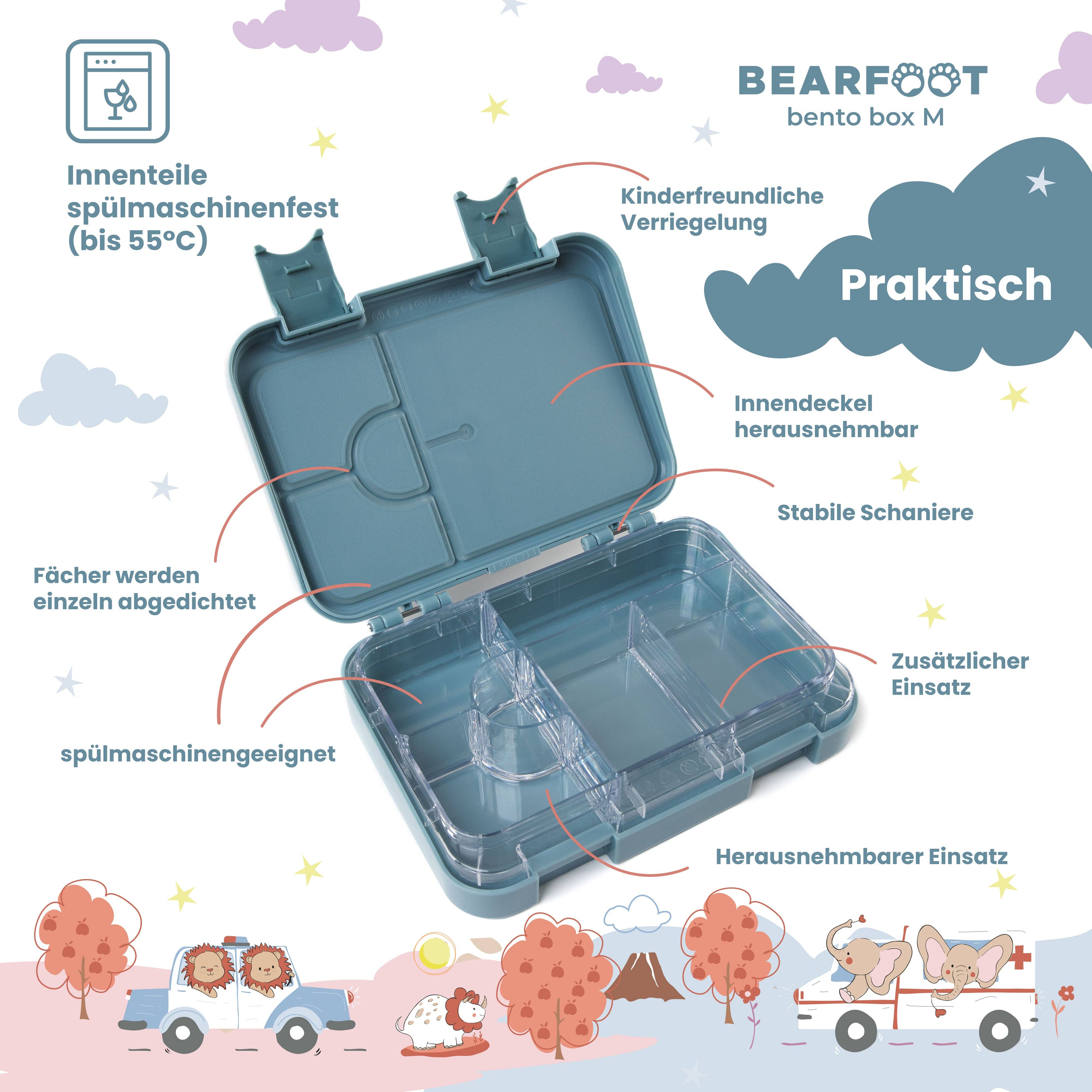 Brotdose Kinder mit Fächern, Lunchbox, Bento box - Bagger