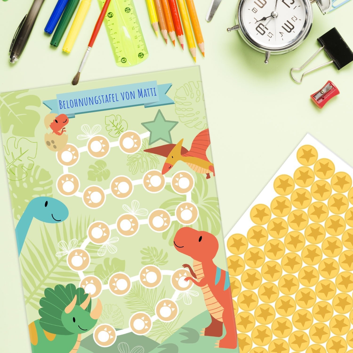 10 Belohnungstafeln für Kinder - Motiv Dino Jeka - malmichbunt.de