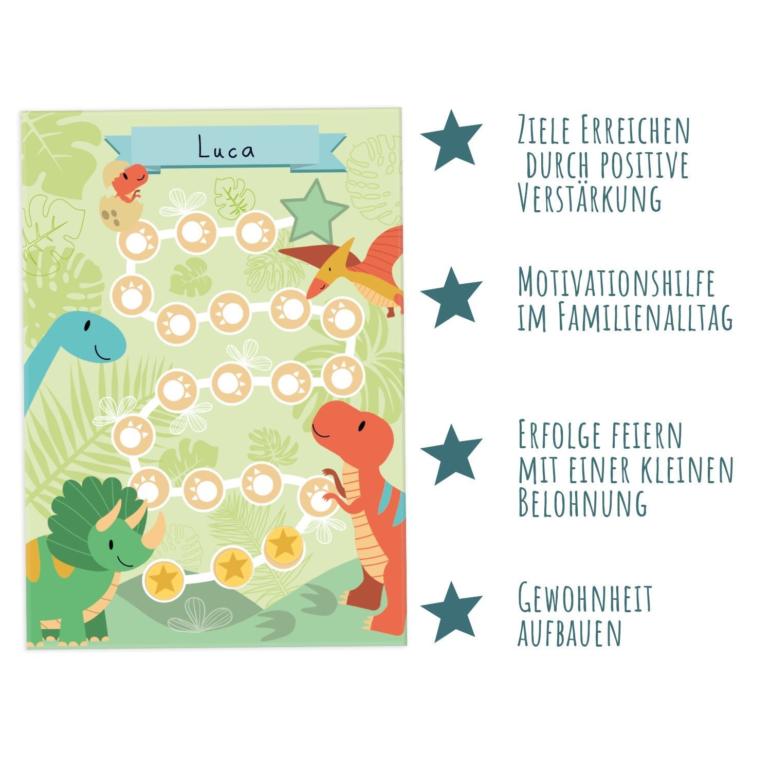 10 Belohnungstafeln für Kinder - Motiv Dino Jeka - malmichbunt.de