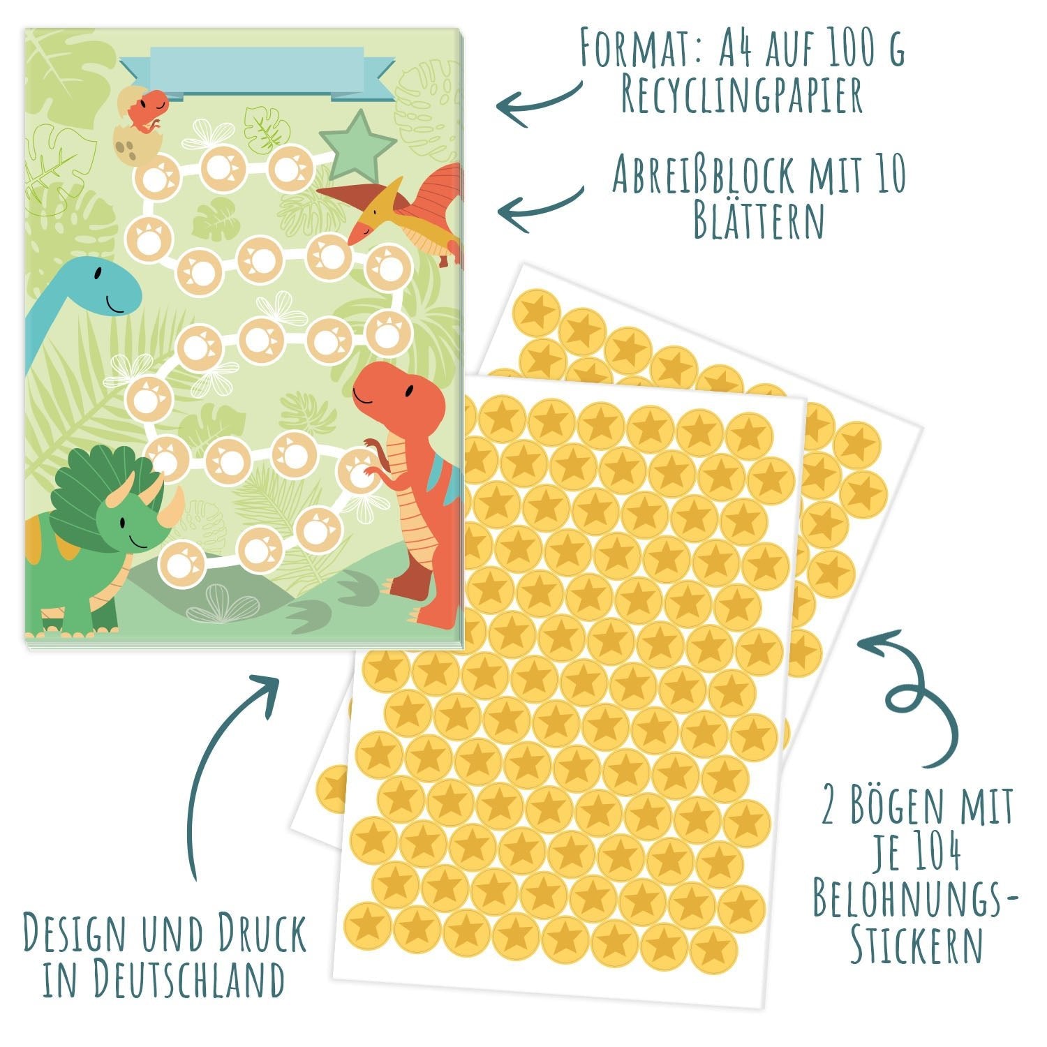 10 Belohnungstafeln für Kinder - Motiv Dino Jeka - malmichbunt.de