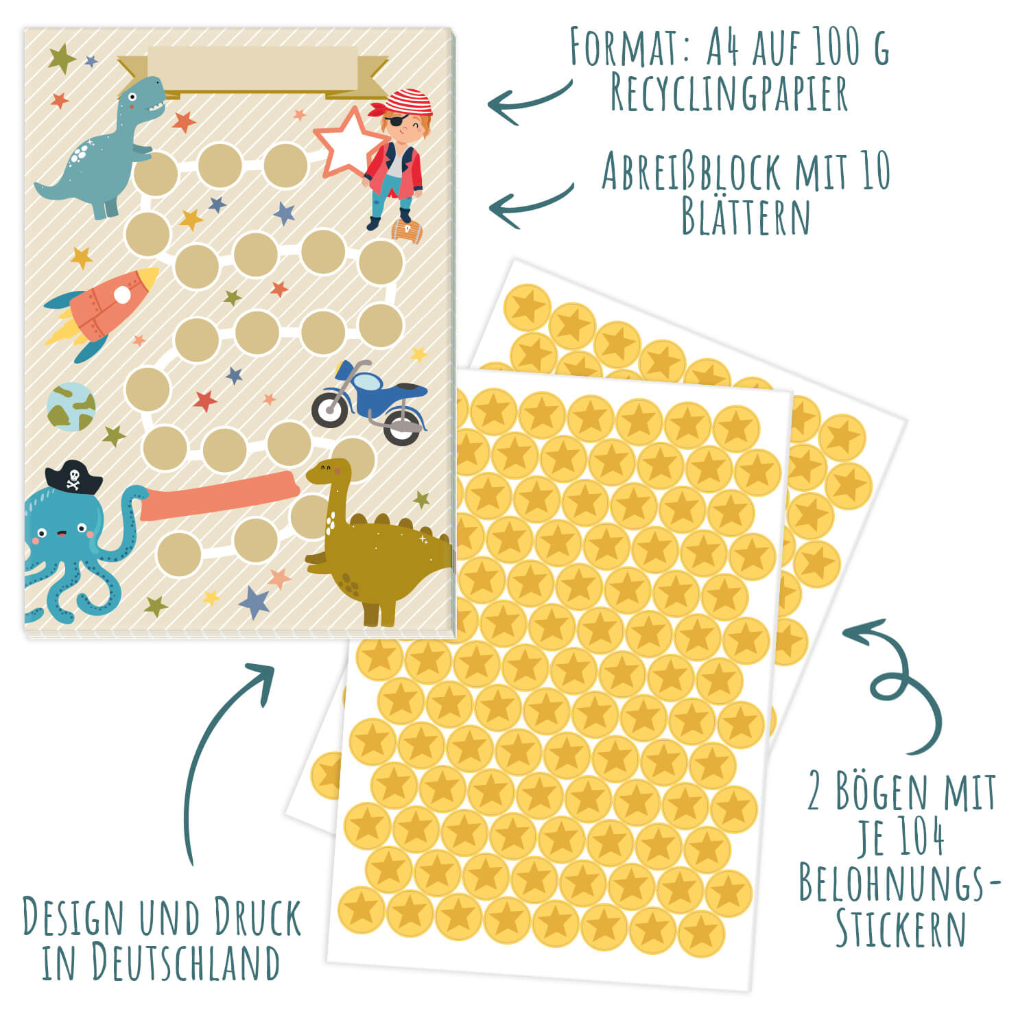 10 Belohnungstafeln für Kinder - Motiv Entdecker Jeka - malmichbunt.de