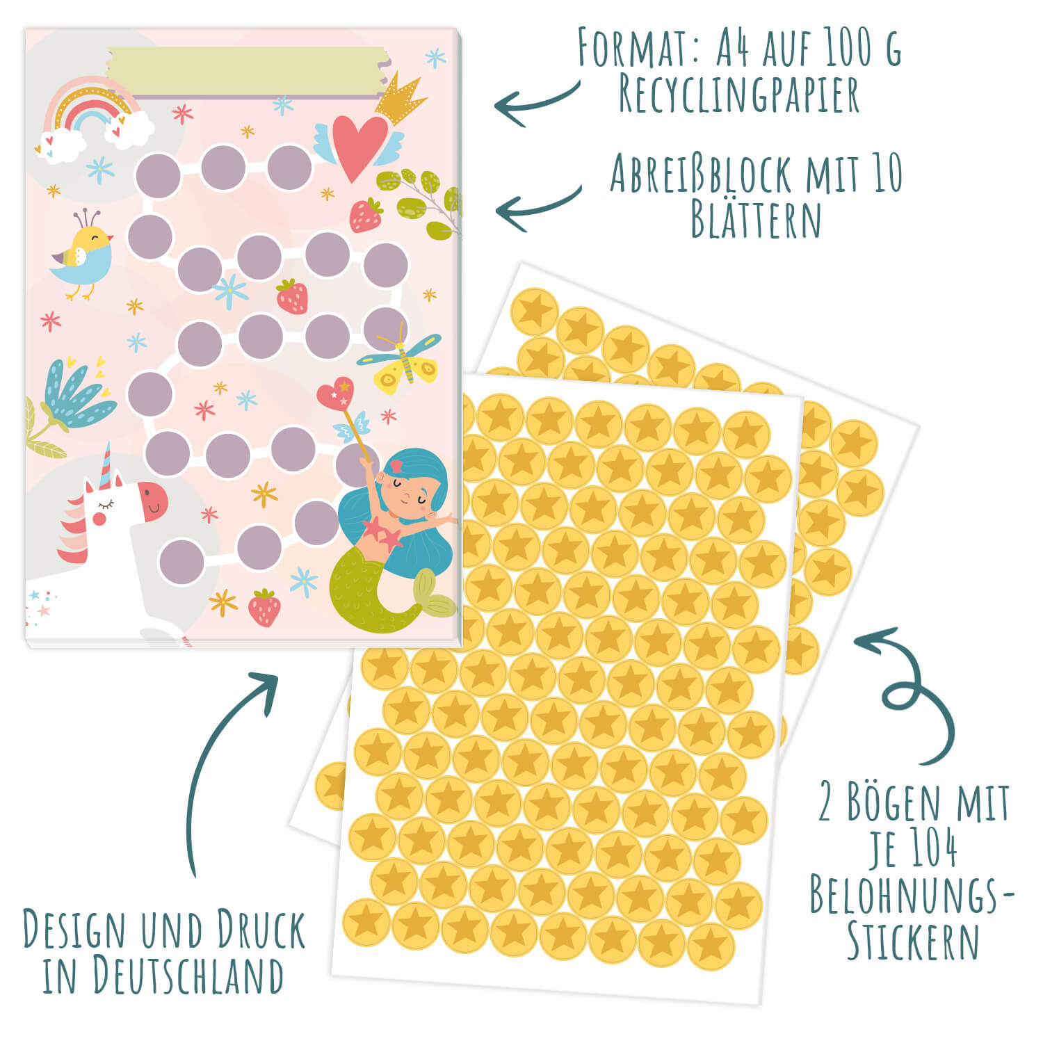 10 Belohnungstafeln für Kinder - Motiv Fantasie Jeka - malmichbunt.de