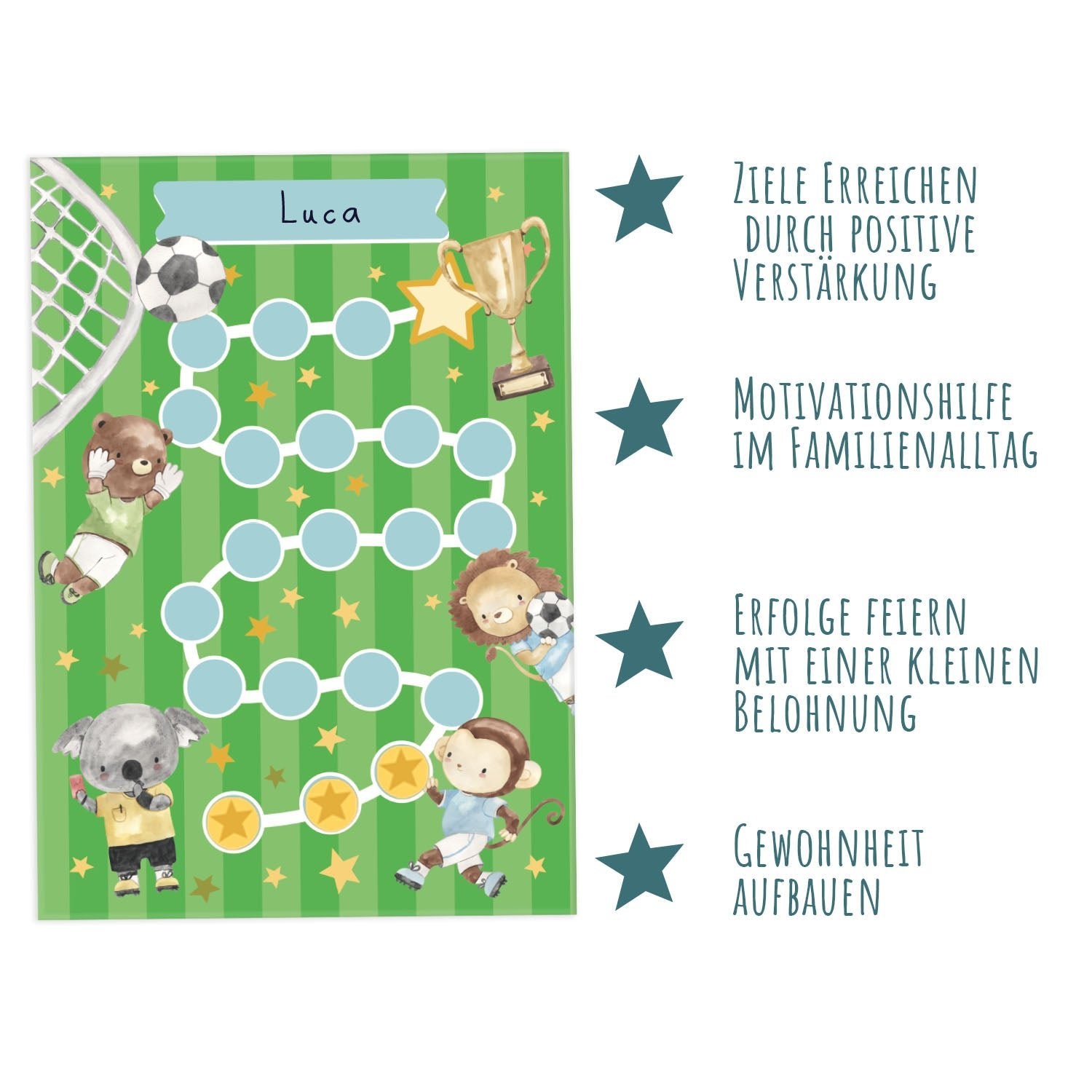 10 Belohnungstafeln für Kinder - Motiv Fußball Jeka - malmichbunt.de