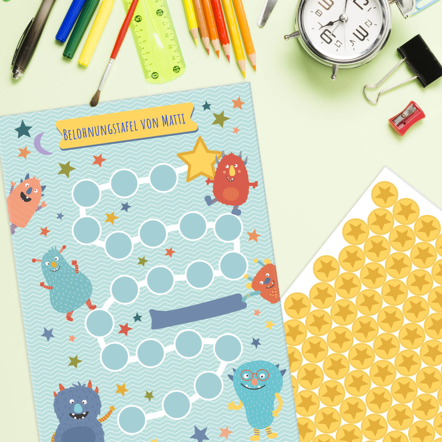10 Belohnungstafeln für Kinder - Motiv Monster Jeka - malmichbunt.de