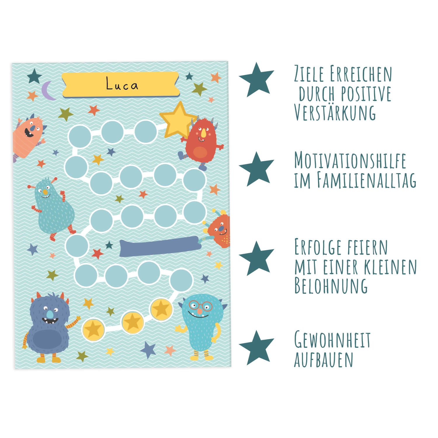 10 Belohnungstafeln für Kinder - Motiv Monster Jeka - malmichbunt.de