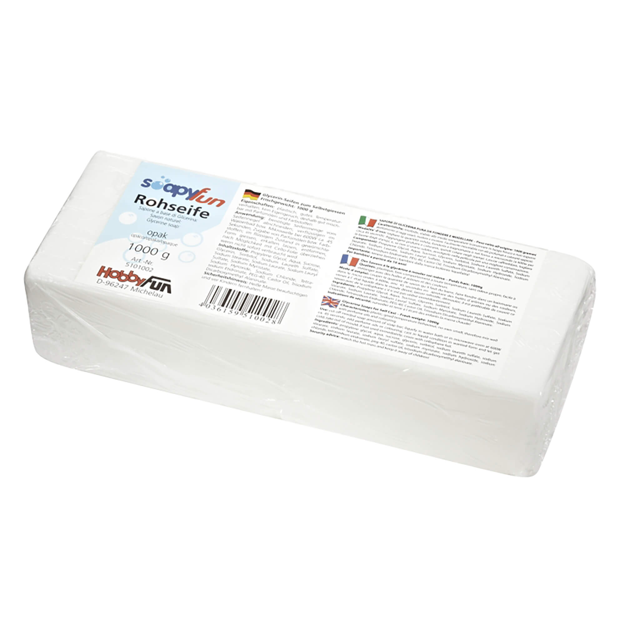 1000g Rohseife zum Seifengießen Opak Hobby & Fun - malmichbunt.de