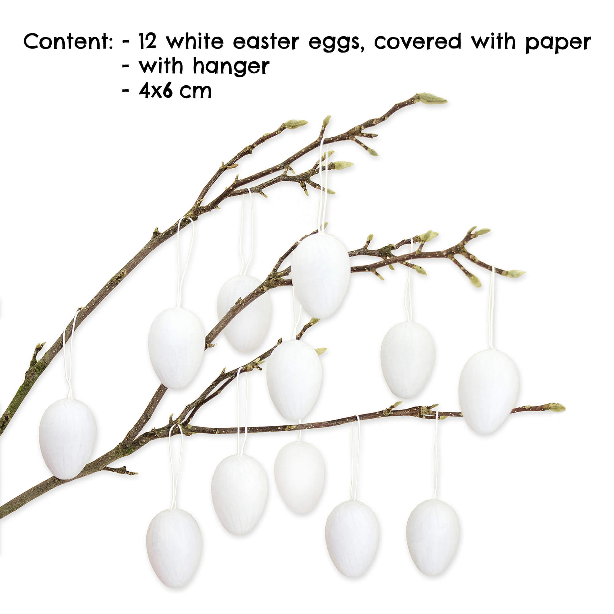 12 Ostereier zum Bemalen - Pappmaché weiß Papierdrachen - malmichbunt.de