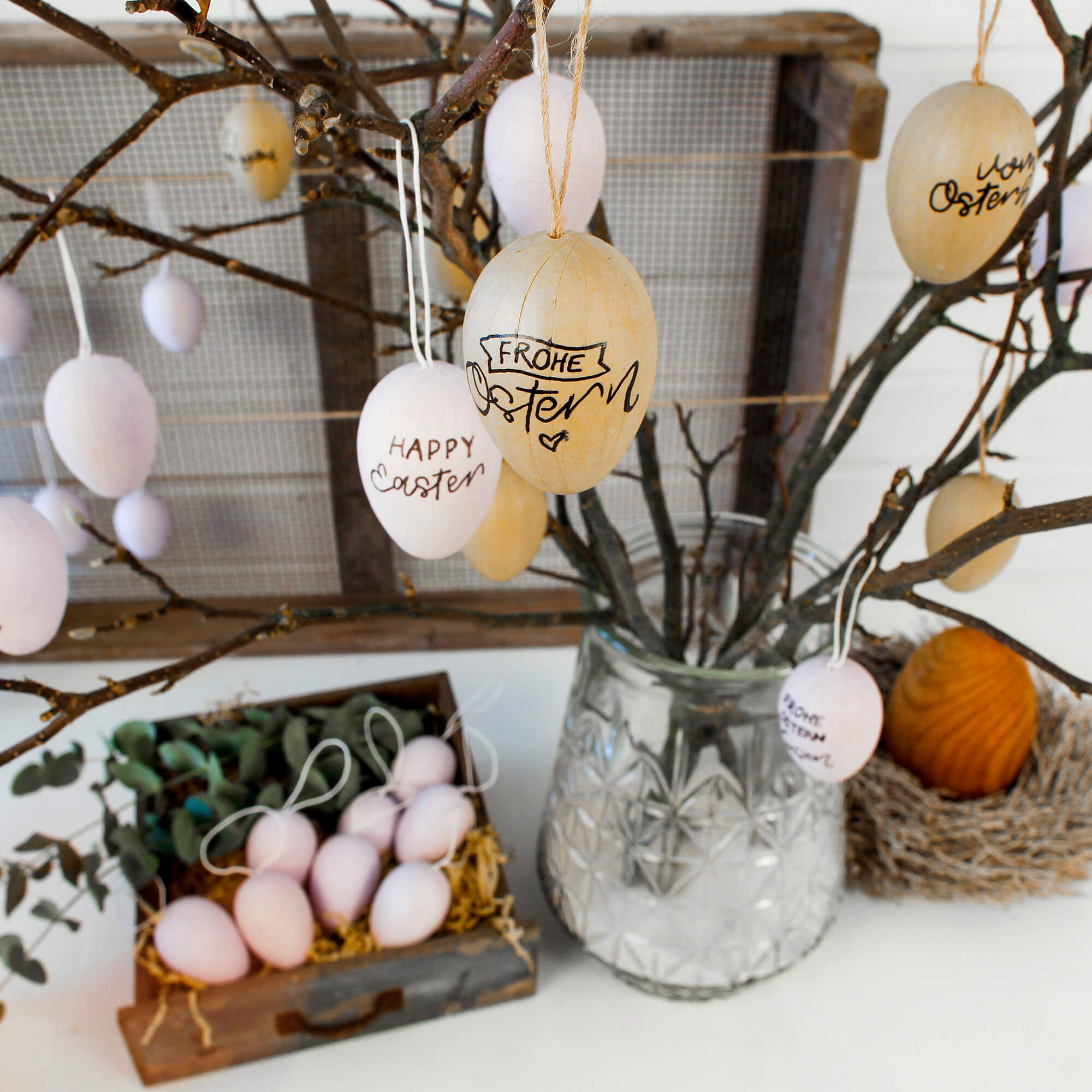 12 Ostereier zum Bemalen - Pappmaché weiß Papierdrachen - malmichbunt.de