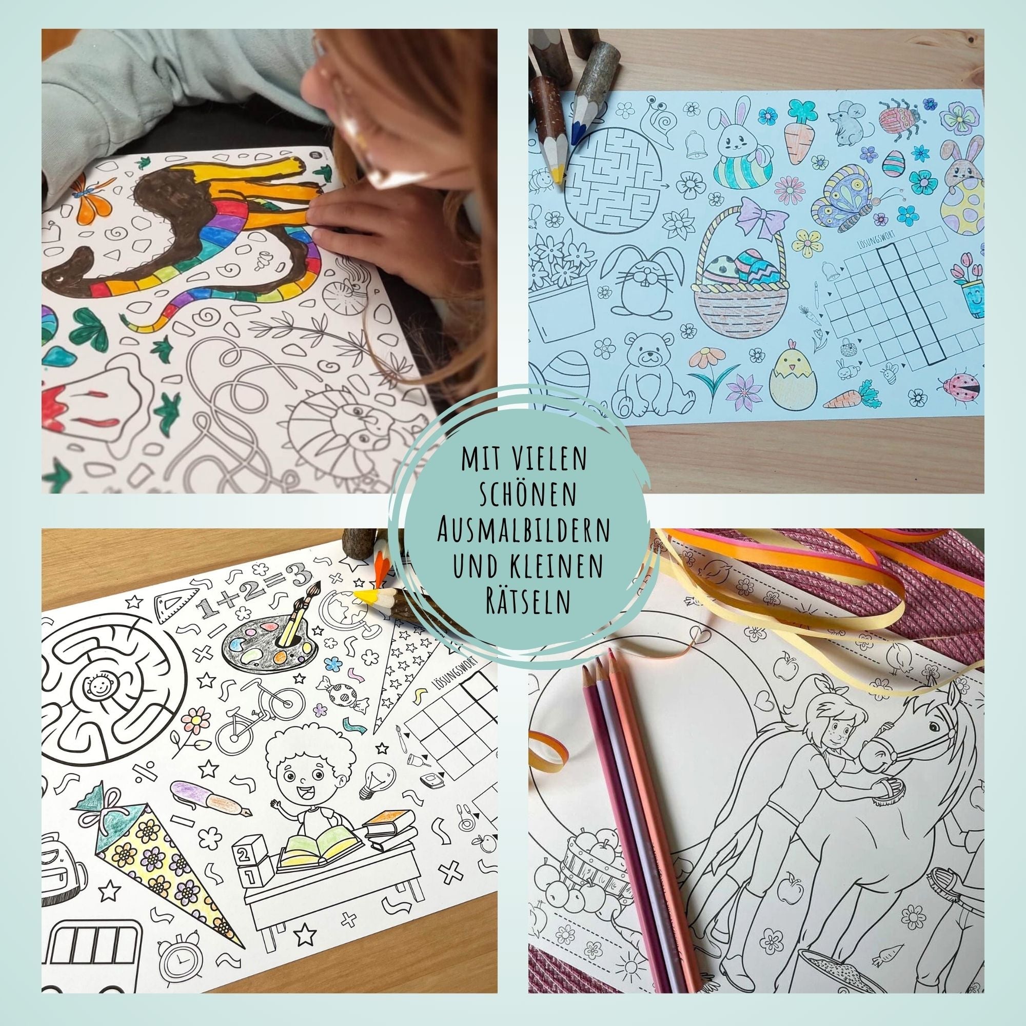 12 Platzset zum Ausmalen Motiv - Mix II Jeka - malmichbunt.de