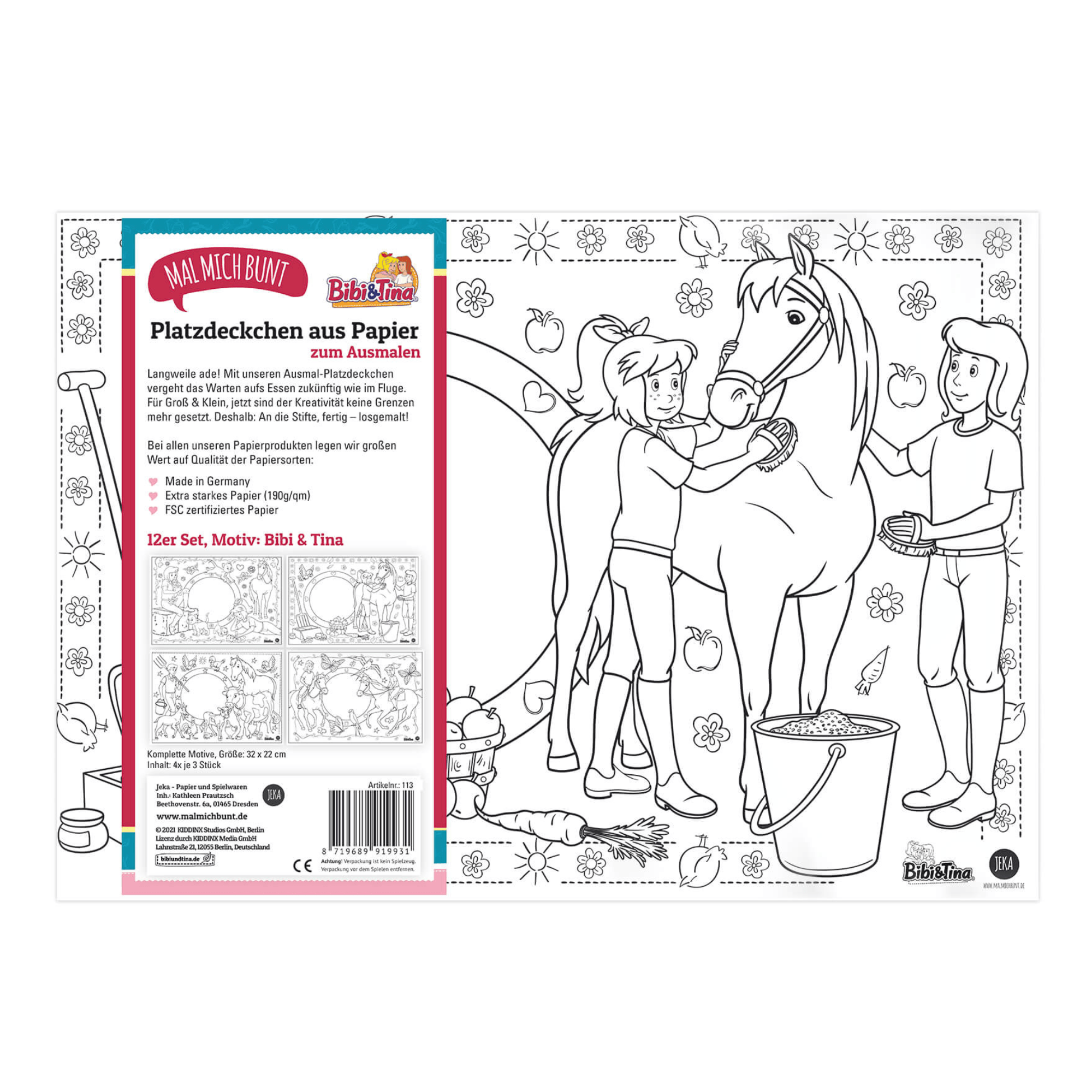 12 Platzsets Ostern zum Ausmalen Jeka - malmichbunt.de