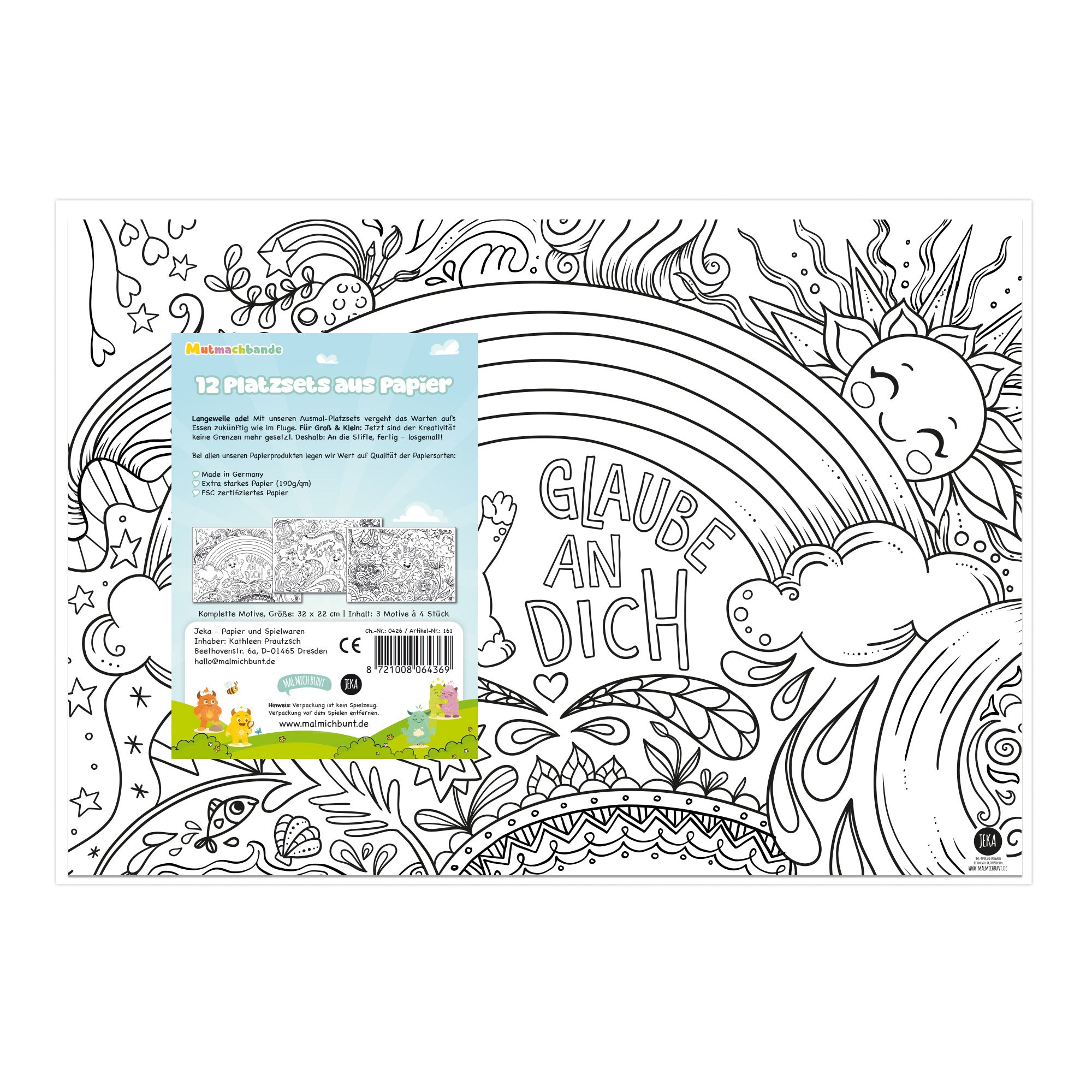 Mutmachbande - 12 Platzsets aus Papier zum Ausmalen